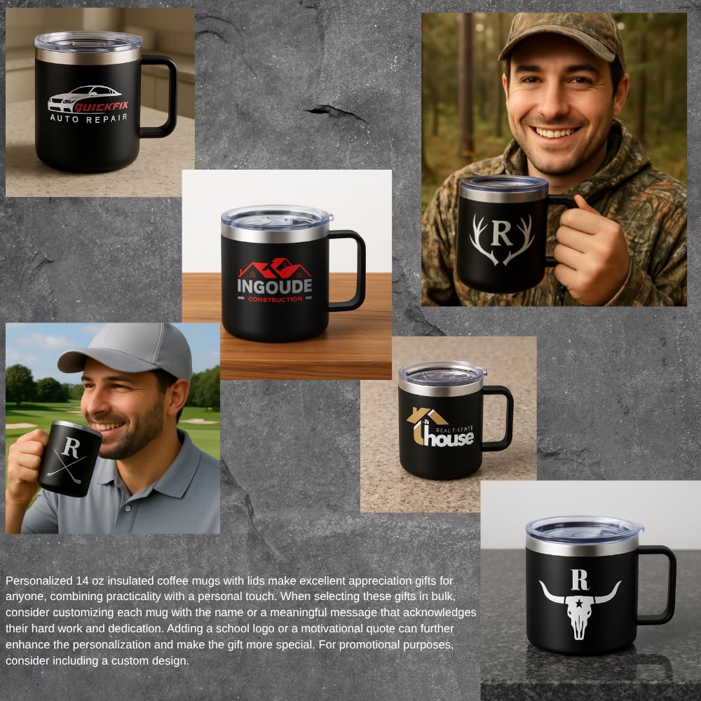 Personalized 14 Oz Insulated Coffee Mug with Lid Travel Large Cup Male Teacher Appreciation Gifts in Bulk Ideas Best End Year Back School Thank You Men Regalos Maestras Navidad Agradecimiento Gift,M