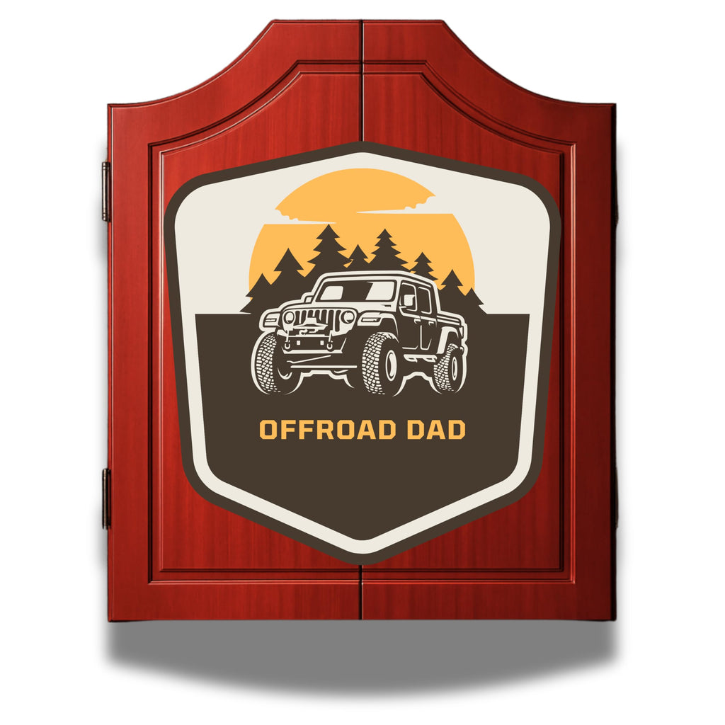 MOM OR DAD Dart Board Cabinet Decorative Dart Boards [6*Steel Darts] - Wooden Dartboard Cabinet with Integrated Scoreboard for Game Rooms (A) Mother's Day and Father's Day