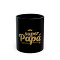 Super Papá Mug | Spanish Father Coffee Cup, Gold Script on Black