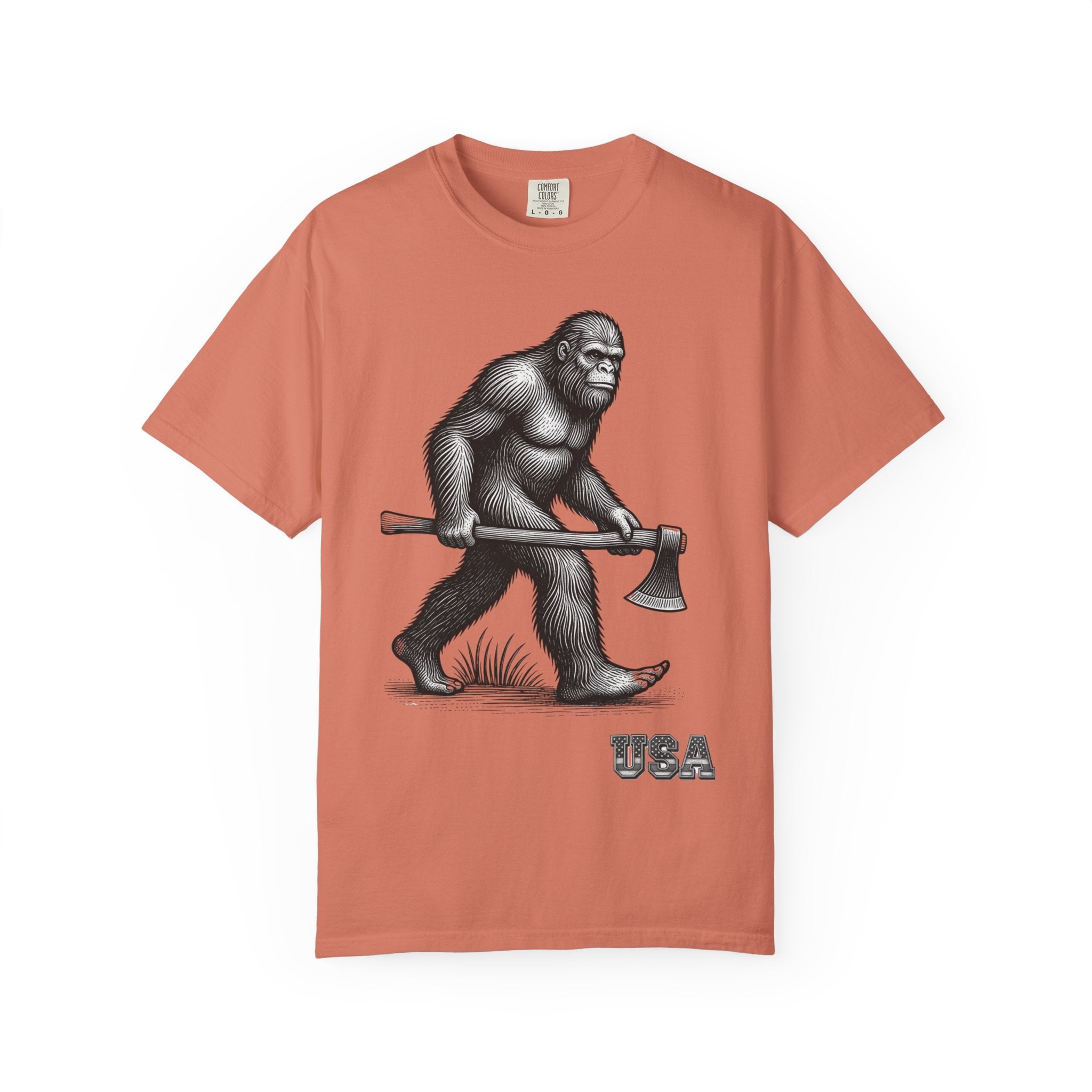 Sasquatch with Axe T-shirt | Vintage Bigfoot Illustration USA