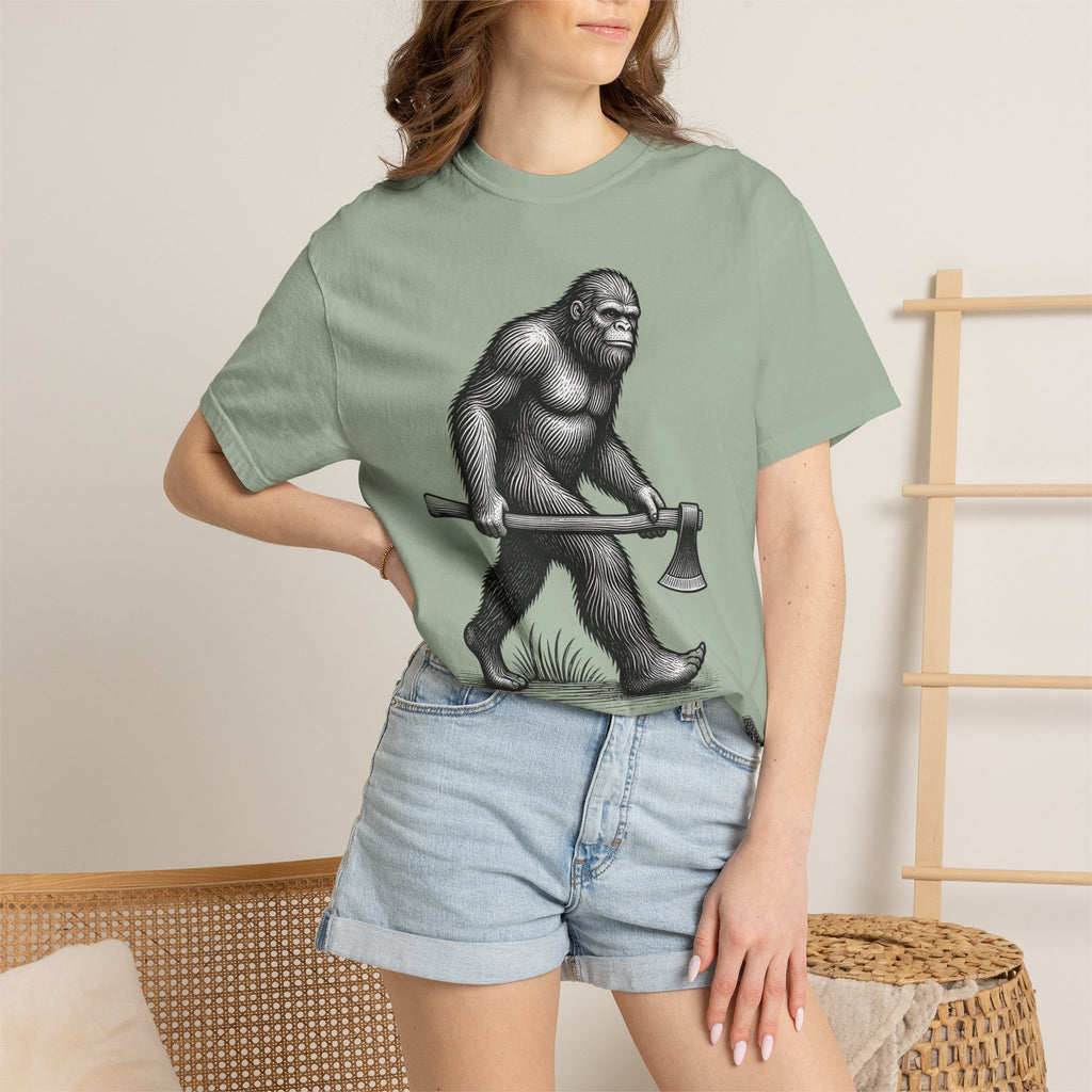 Sasquatch with Axe T-shirt | Vintage Bigfoot Illustration USA