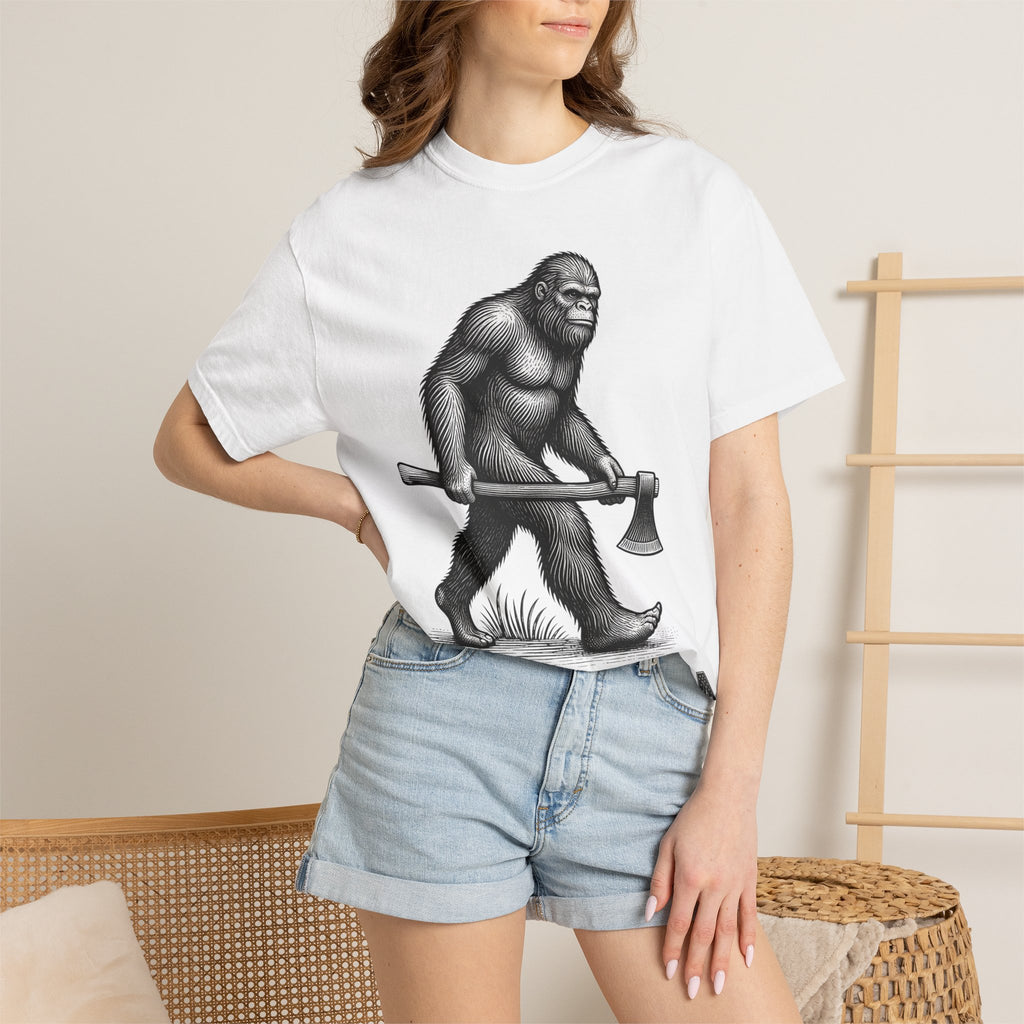 Sasquatch with Axe T-shirt | Vintage Bigfoot Illustration USA