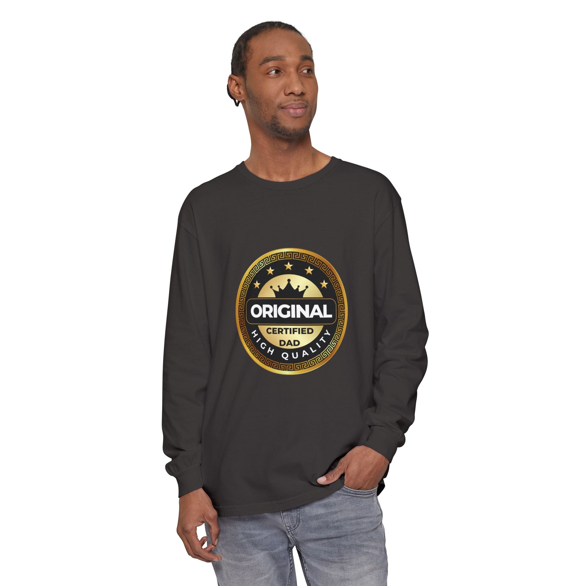 Original Certified Dad Badge T-Shirt | Long Sleeve, Vintage Seal Design