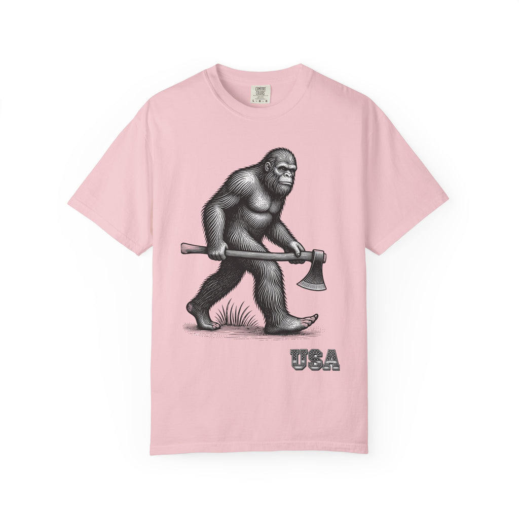 Sasquatch with Axe T-shirt | Vintage Bigfoot Illustration USA
