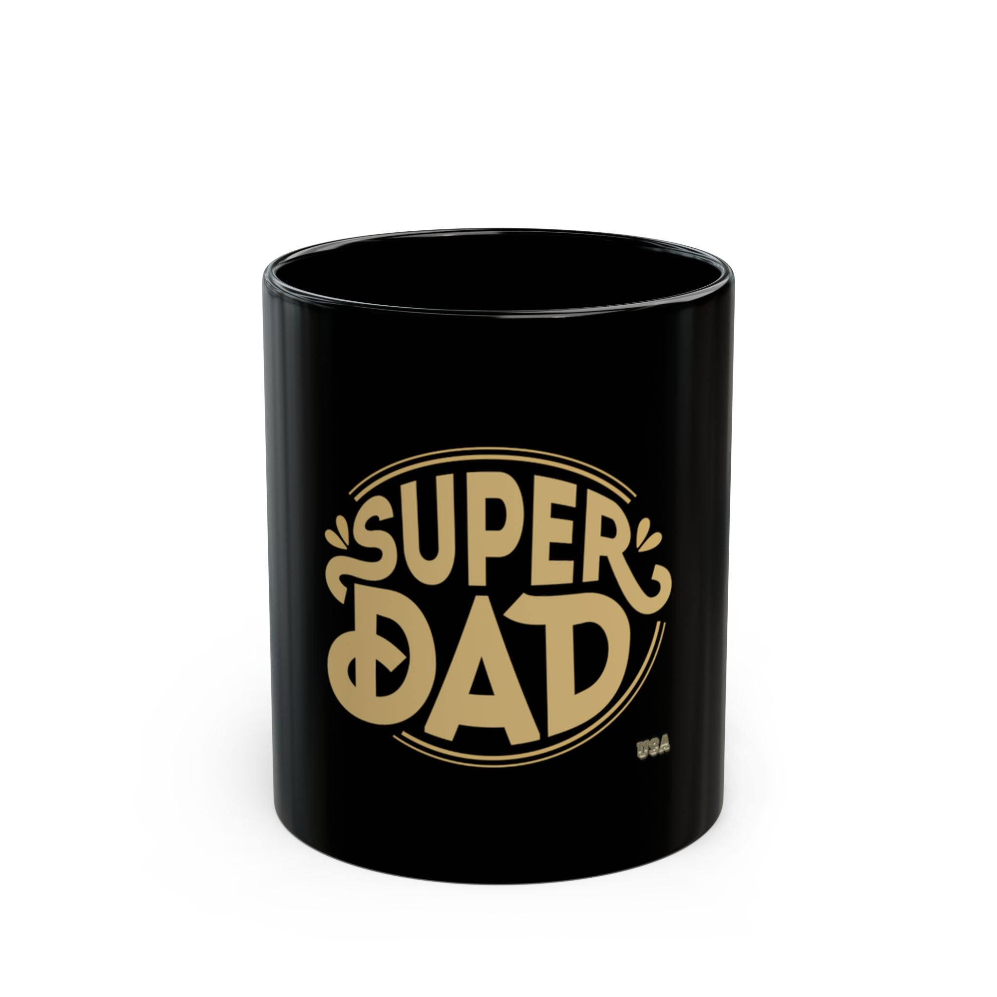 Super Dad retro badge Black Mug | Father's Day coffee cup