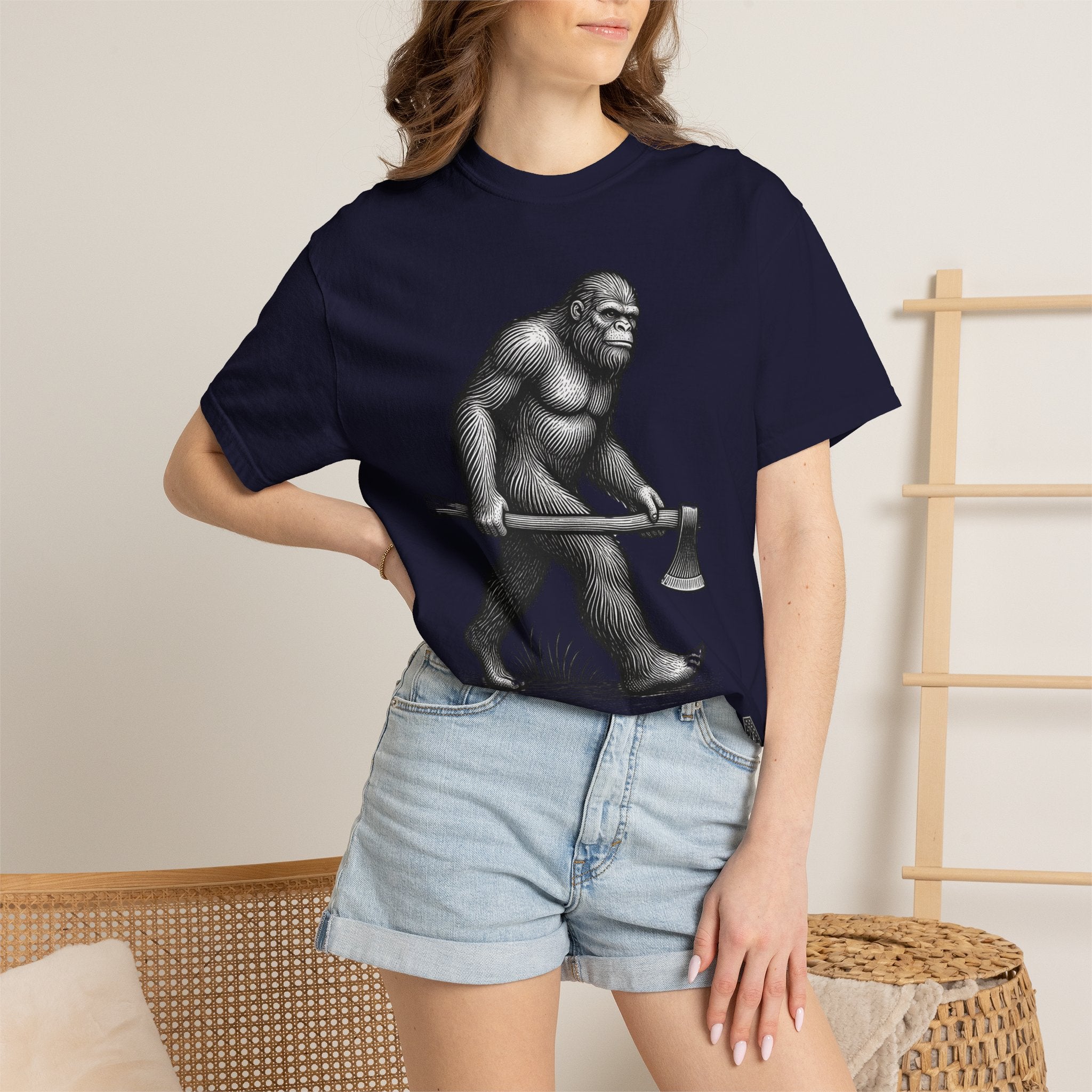 Sasquatch with Axe T-shirt | Vintage Bigfoot Illustration USA