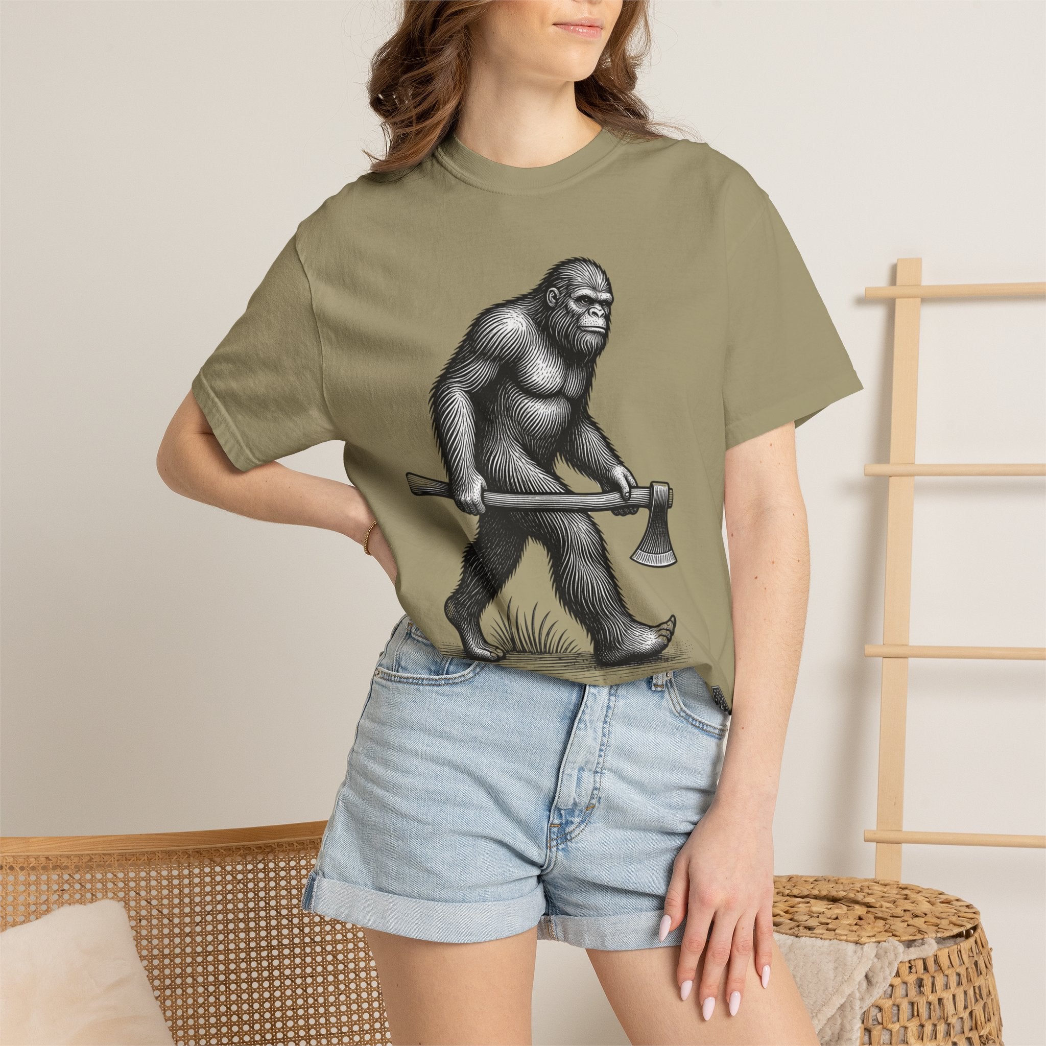 Sasquatch with Axe T-shirt | Vintage Bigfoot Illustration USA