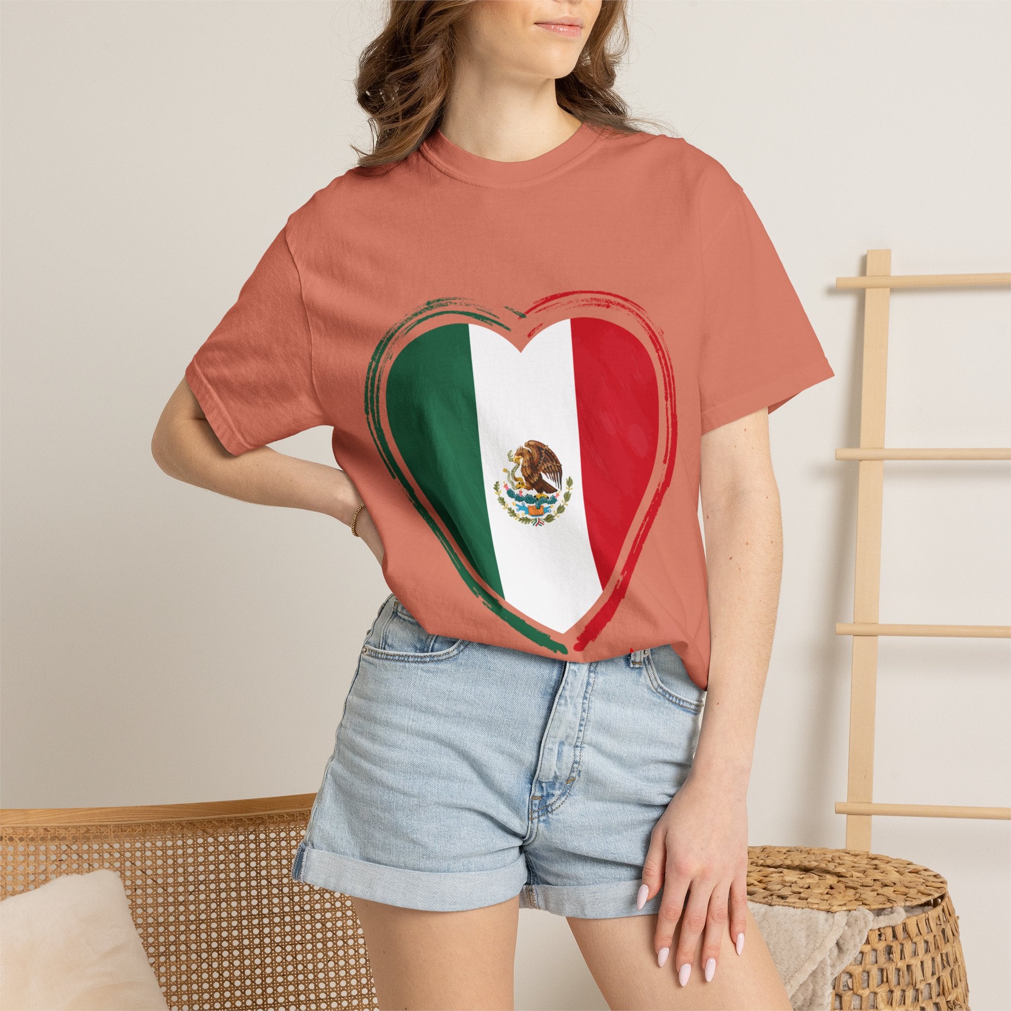 Mexican Flag Heart T-Shirt | Mexico Tricolor Heart Tee