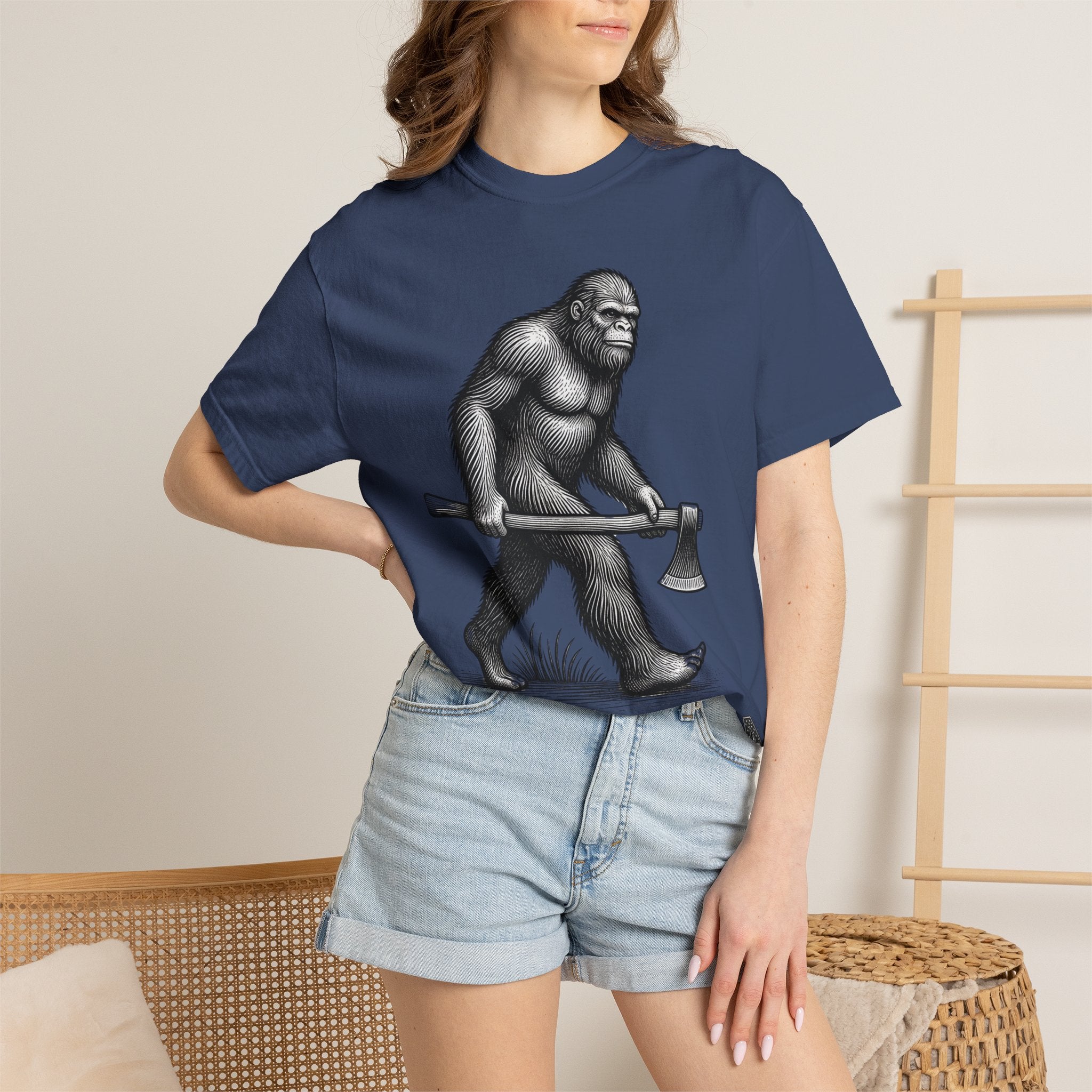 Sasquatch with Axe T-shirt | Vintage Bigfoot Illustration USA