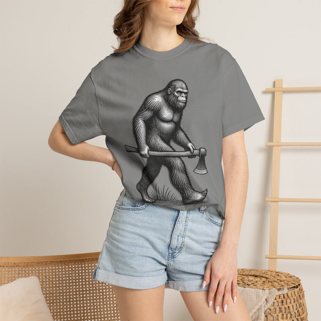 Sasquatch with Axe T-shirt | Vintage Bigfoot Illustration USA