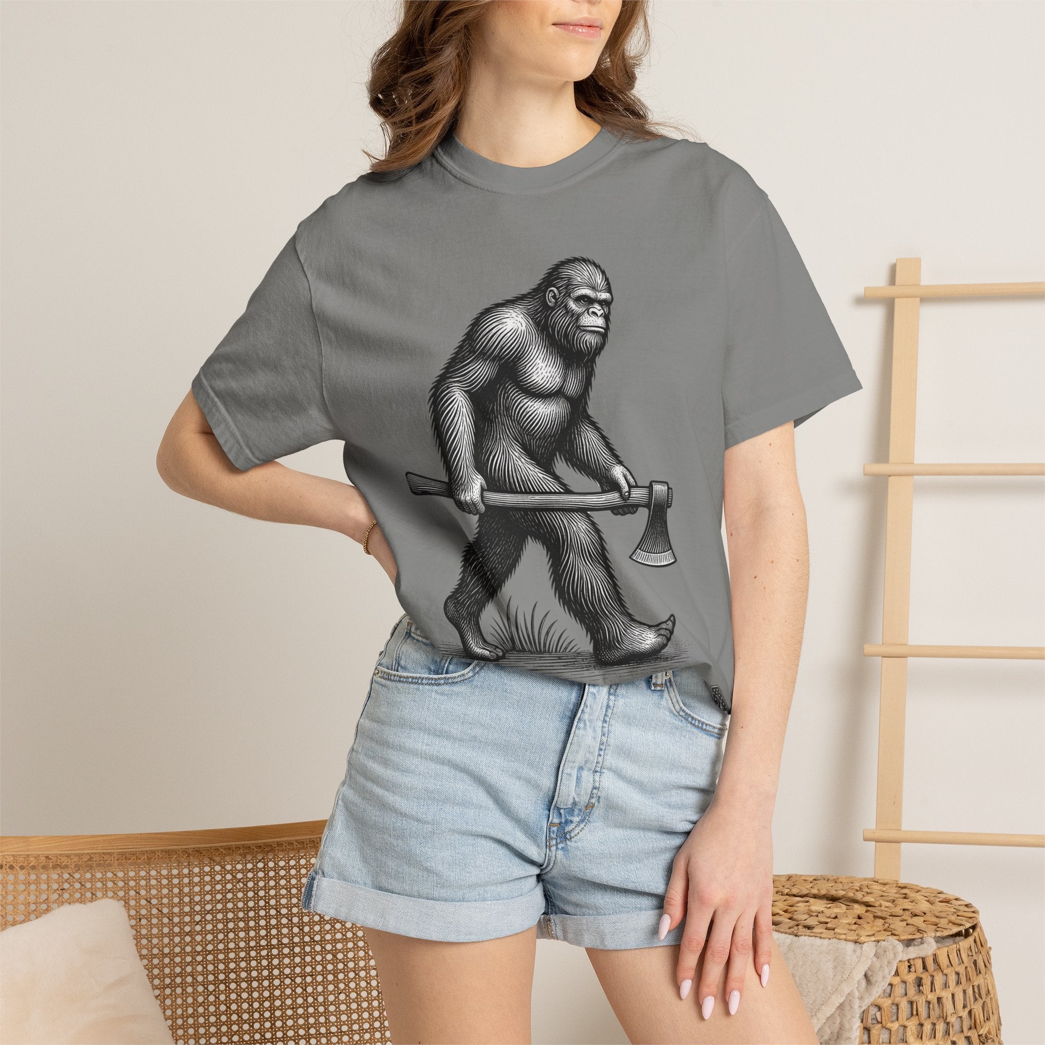 Sasquatch with Axe T-shirt | Vintage Bigfoot Illustration USA