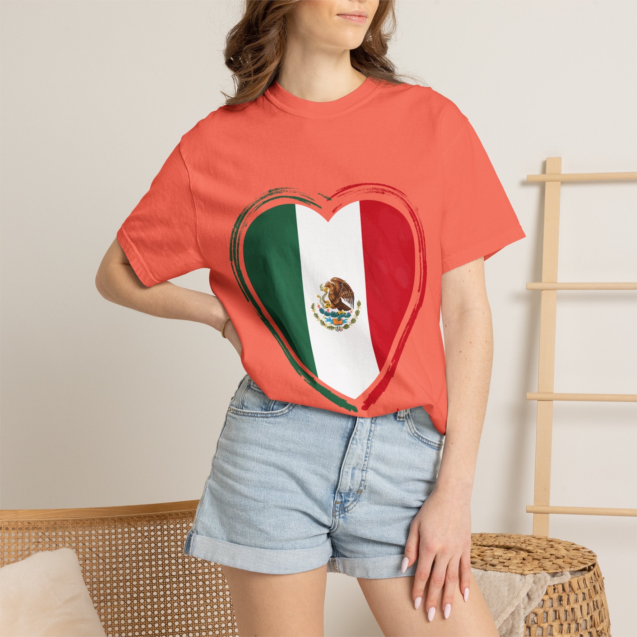 Mexican Flag Heart T-Shirt | Mexico Tricolor Heart Tee