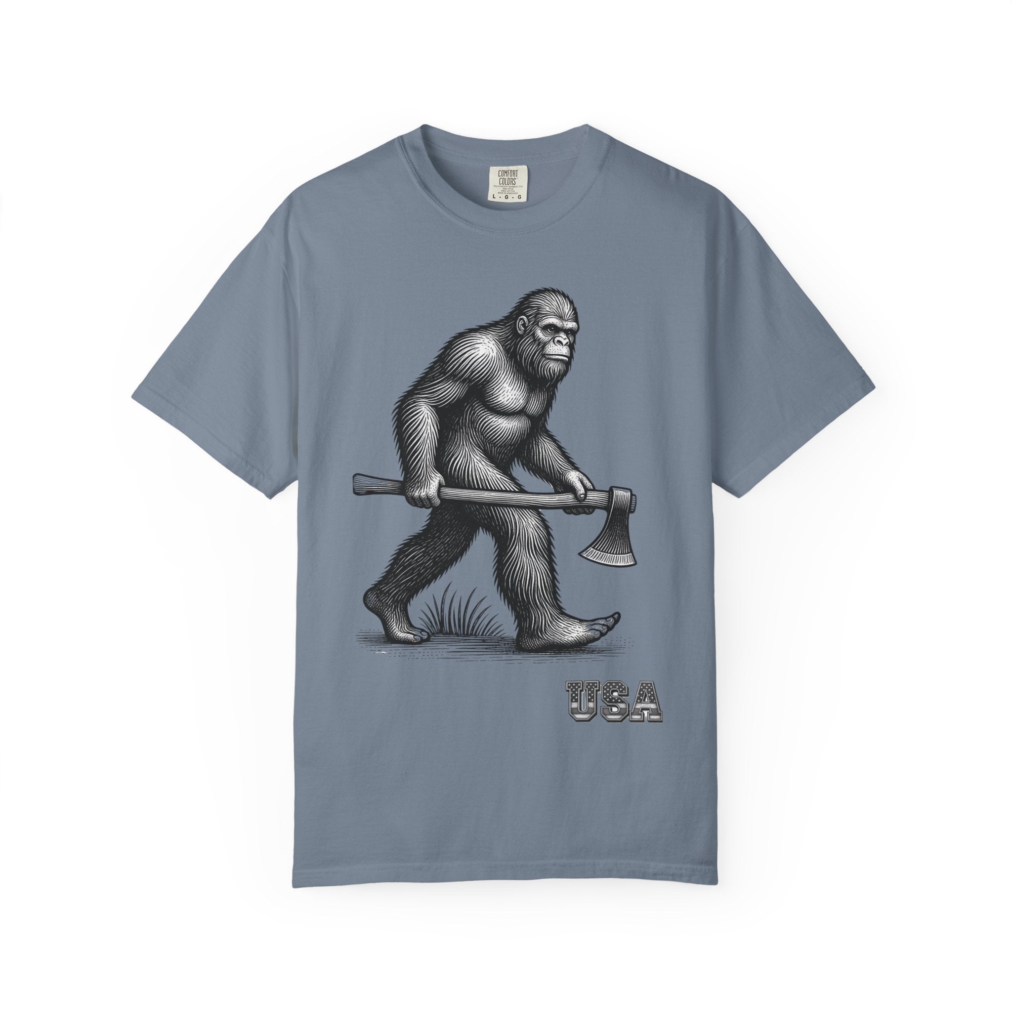 Sasquatch with Axe T-shirt | Vintage Bigfoot Illustration USA