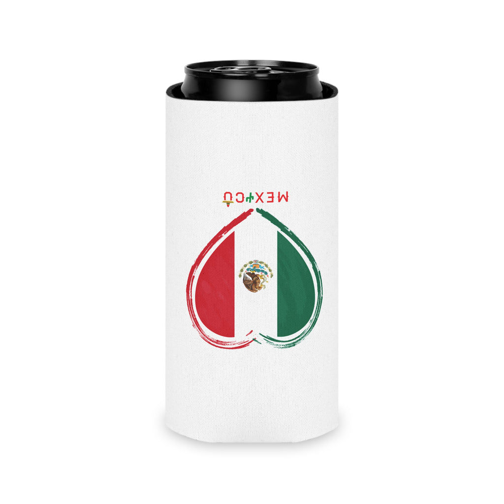 Mexico Heart Flag Can Cooler | Mexican Flag Beverage Kozy