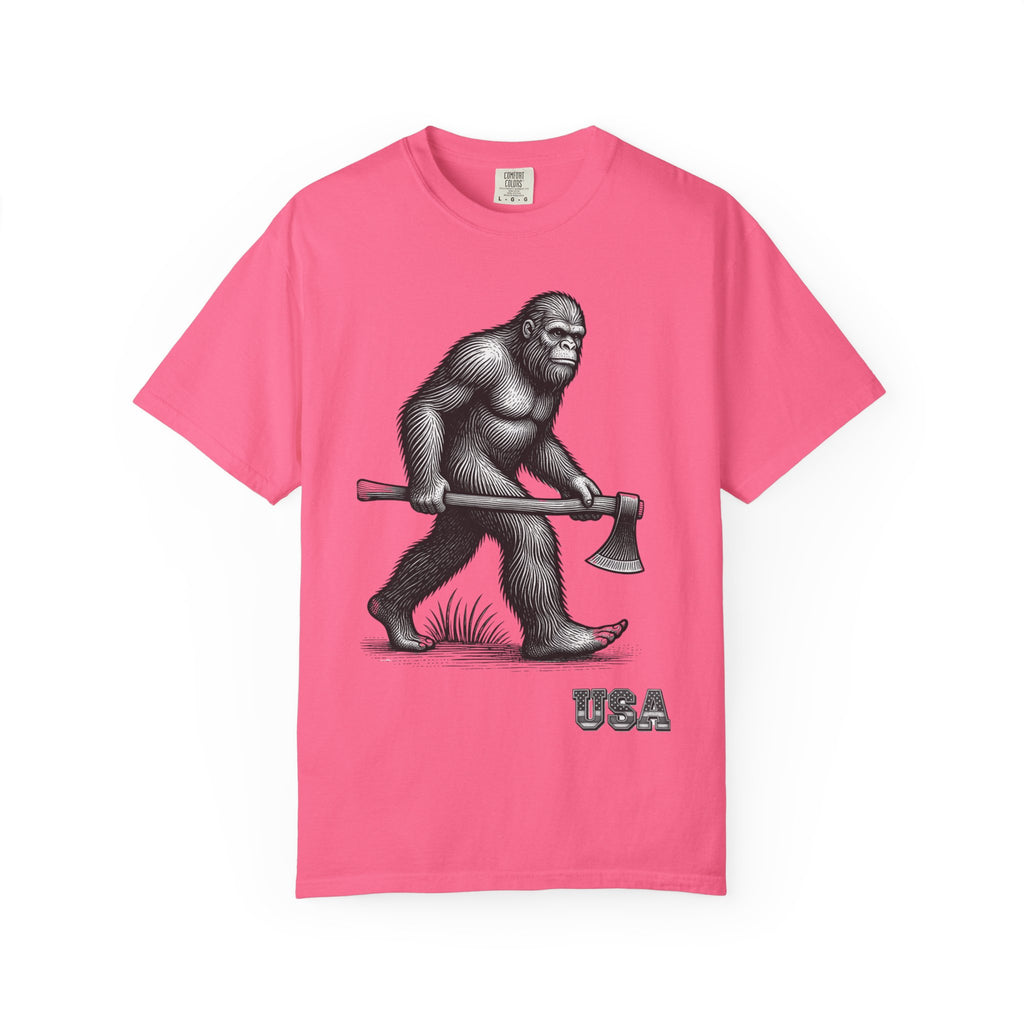 Sasquatch with Axe T-shirt | Vintage Bigfoot Illustration USA