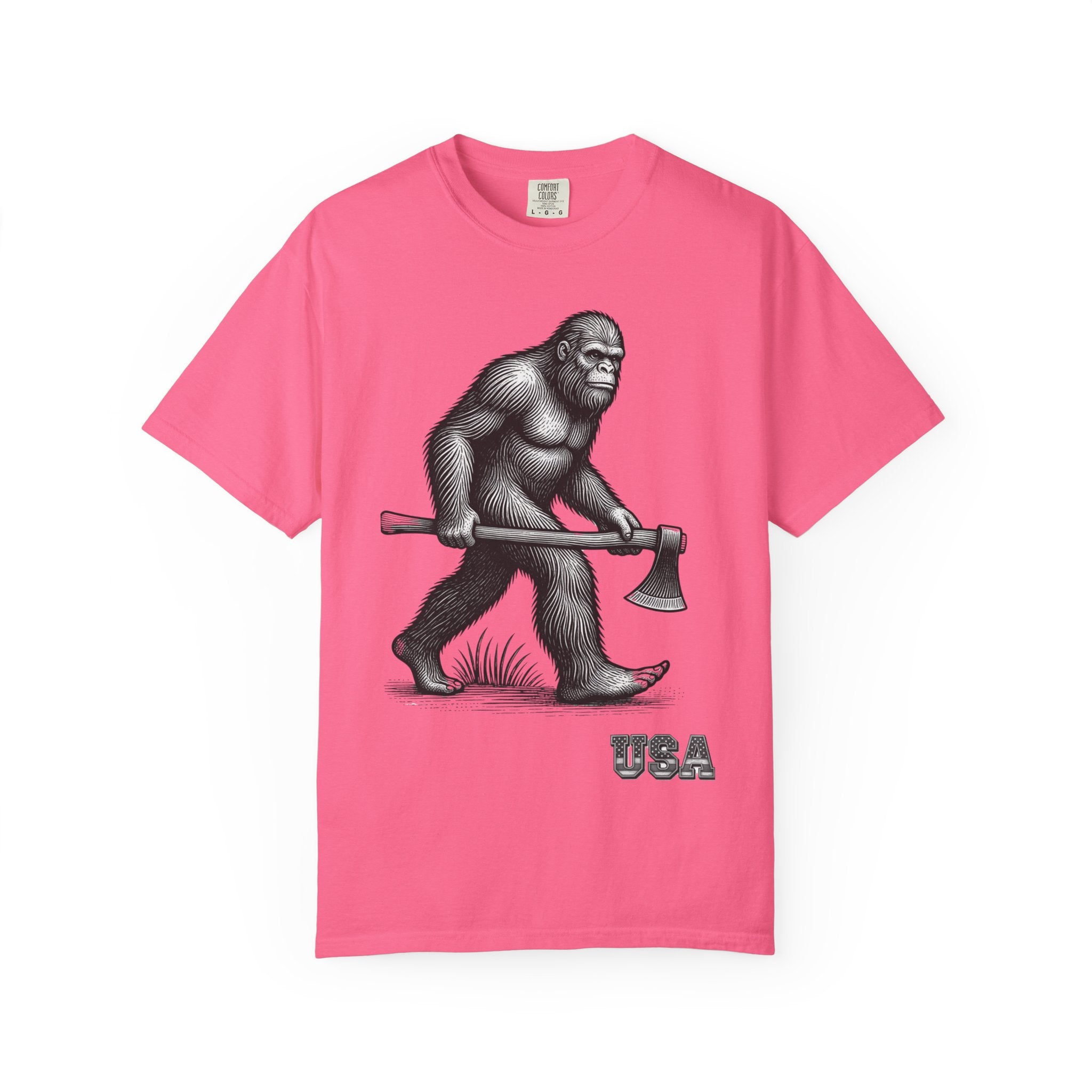 Sasquatch with Axe T-shirt | Vintage Bigfoot Illustration USA