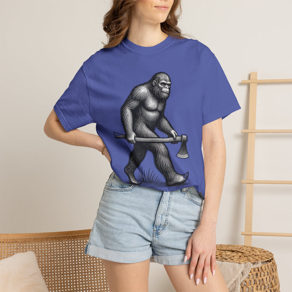 Sasquatch with Axe T-shirt | Vintage Bigfoot Illustration USA