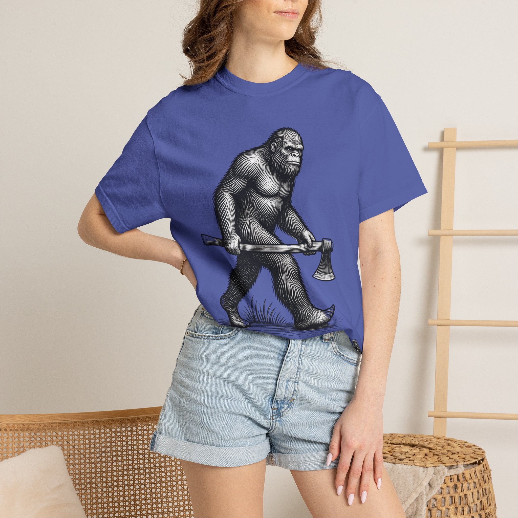 Sasquatch with Axe T-shirt | Vintage Bigfoot Illustration USA