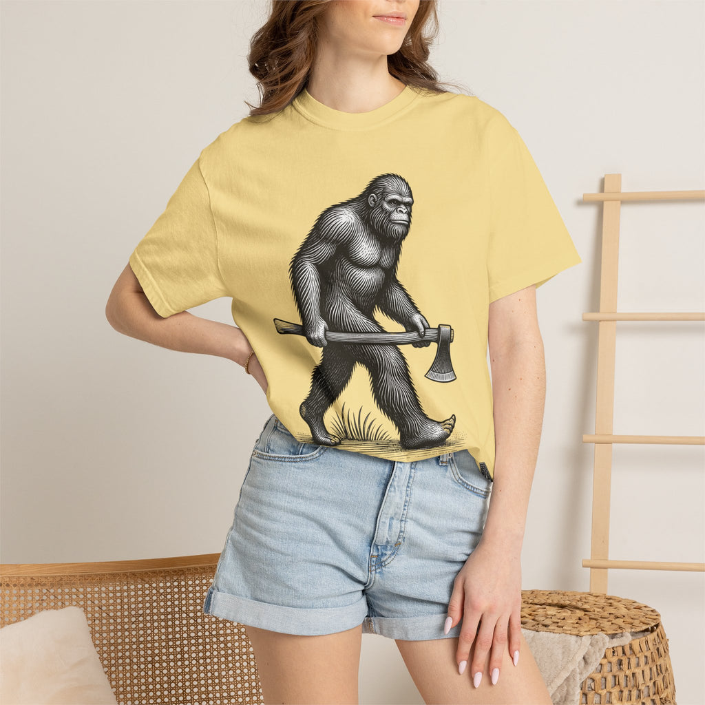 Sasquatch with Axe T-shirt | Vintage Bigfoot Illustration USA