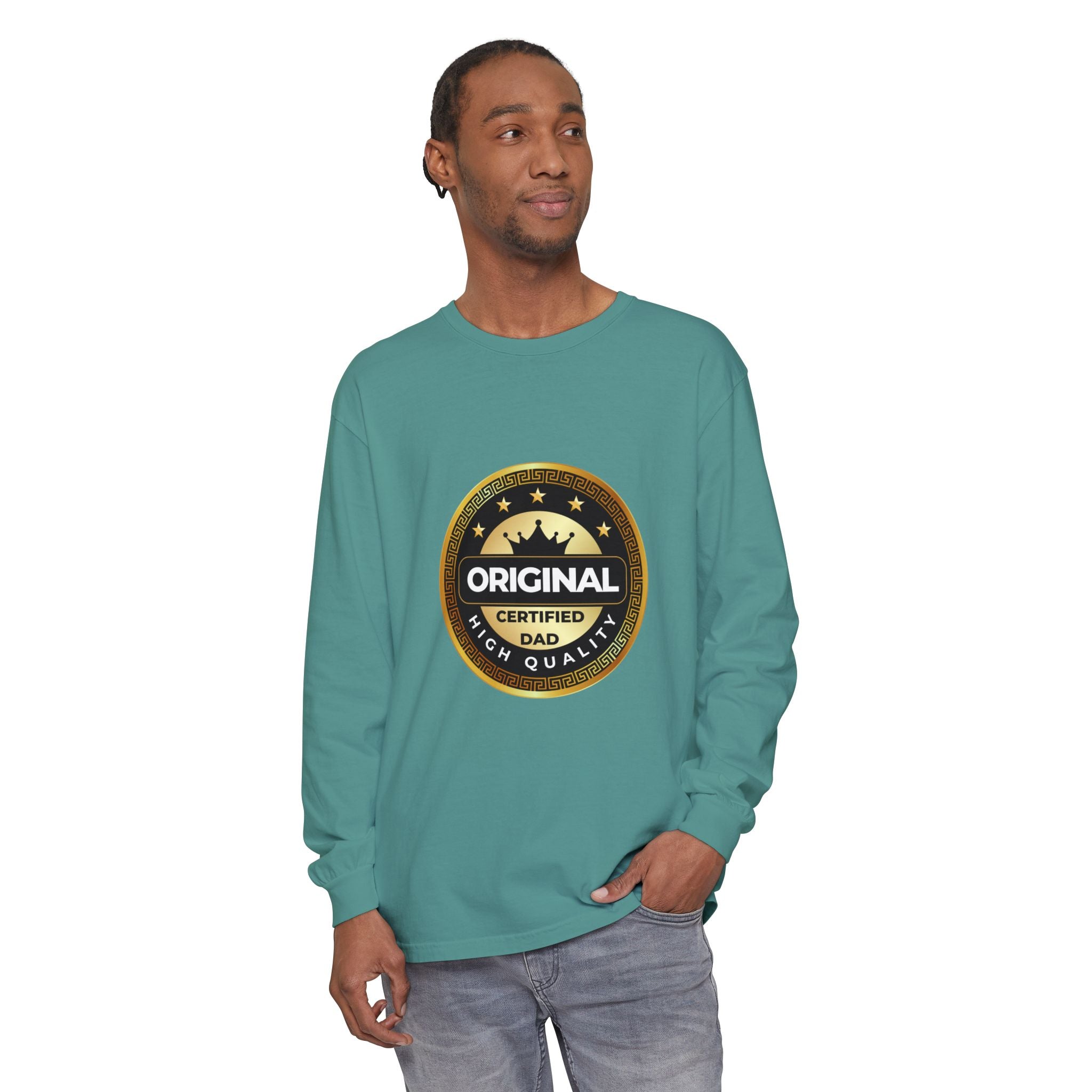 Original Certified Dad Badge T-Shirt | Long Sleeve, Vintage Seal Design