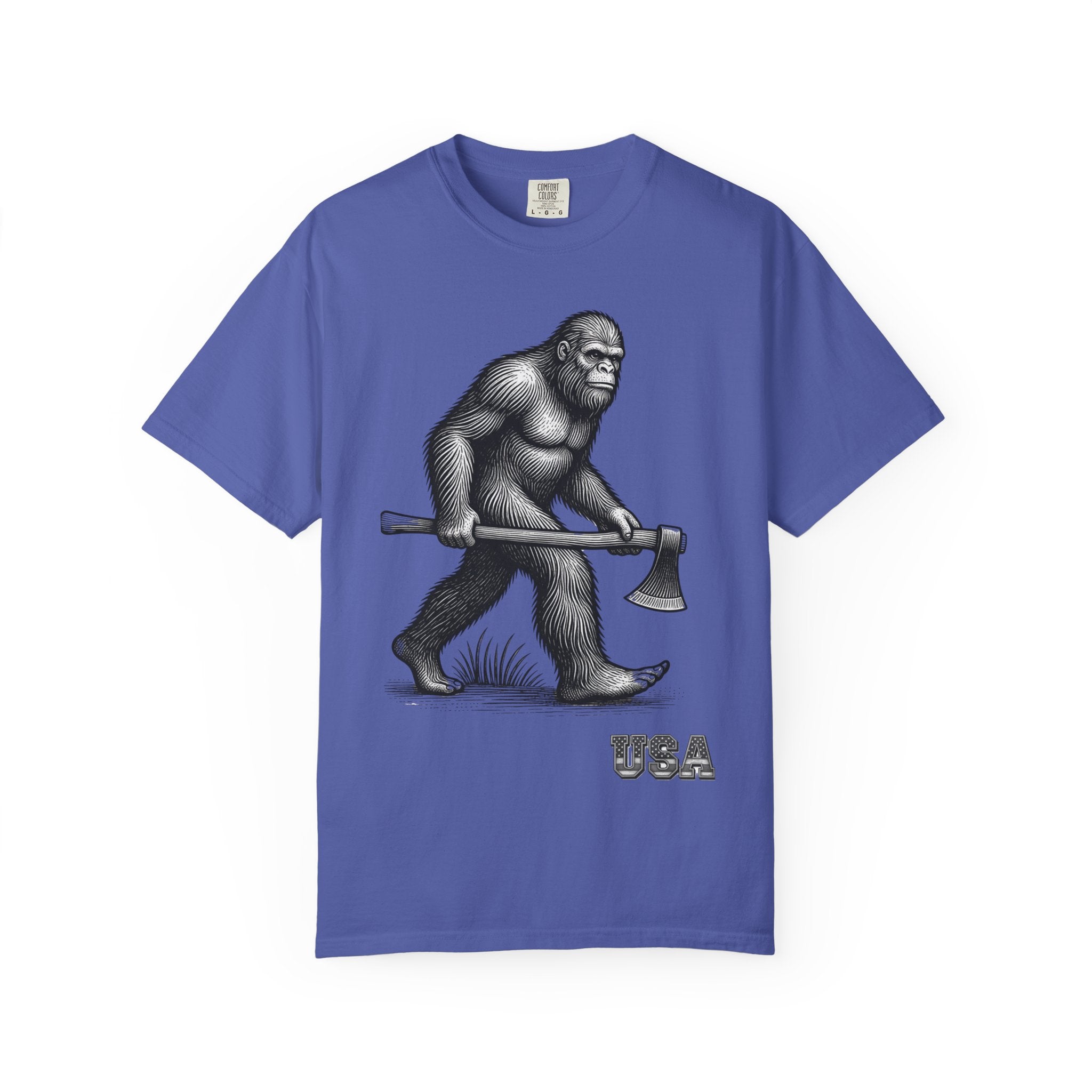 Sasquatch with Axe T-shirt | Vintage Bigfoot Illustration USA