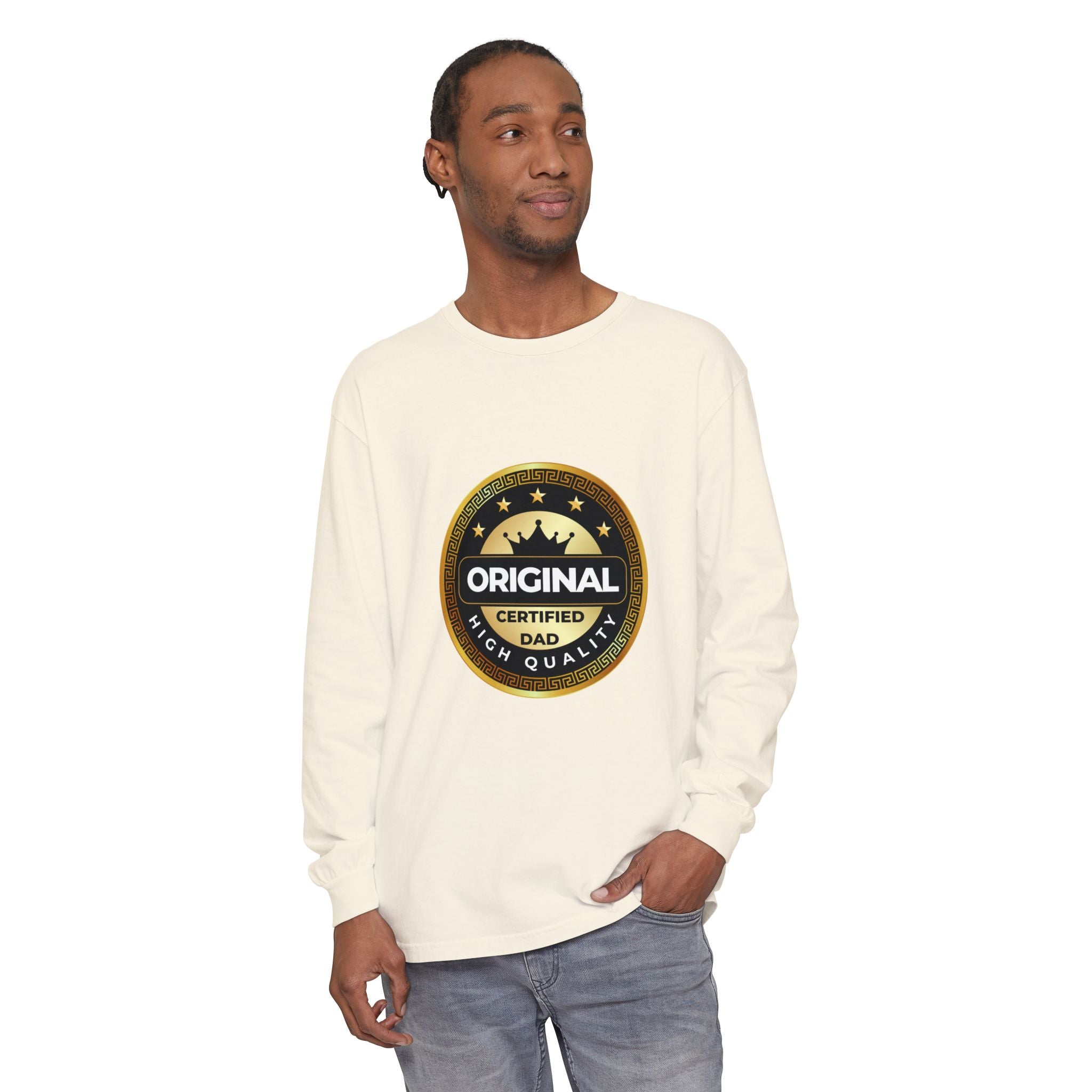 Original Certified Dad Badge T-Shirt | Long Sleeve, Vintage Seal Design