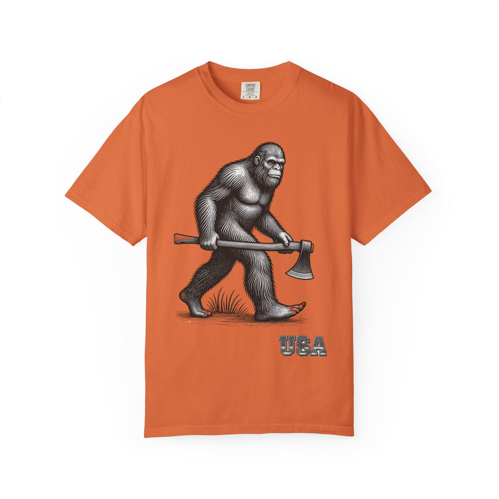 Sasquatch with Axe T-shirt | Vintage Bigfoot Illustration USA