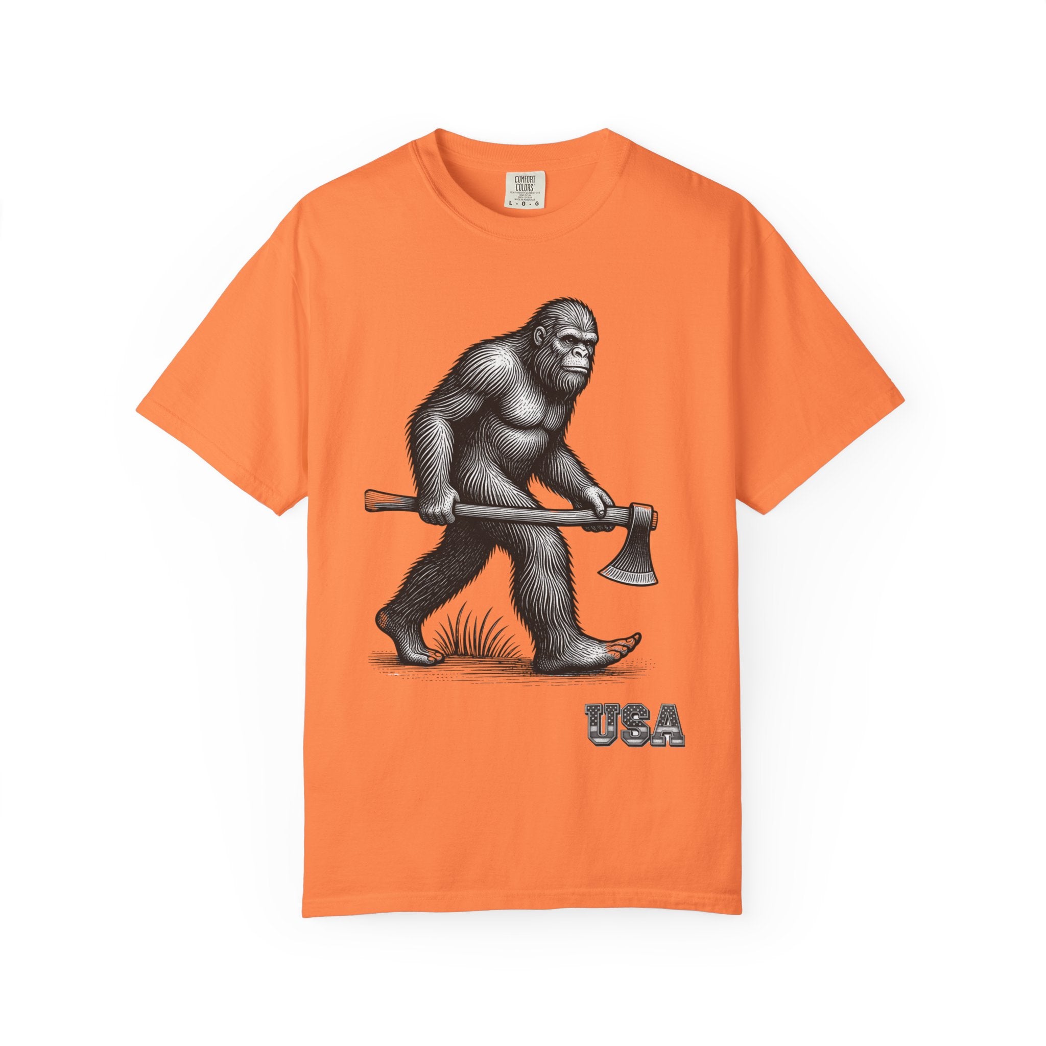 Sasquatch with Axe T-shirt | Vintage Bigfoot Illustration USA