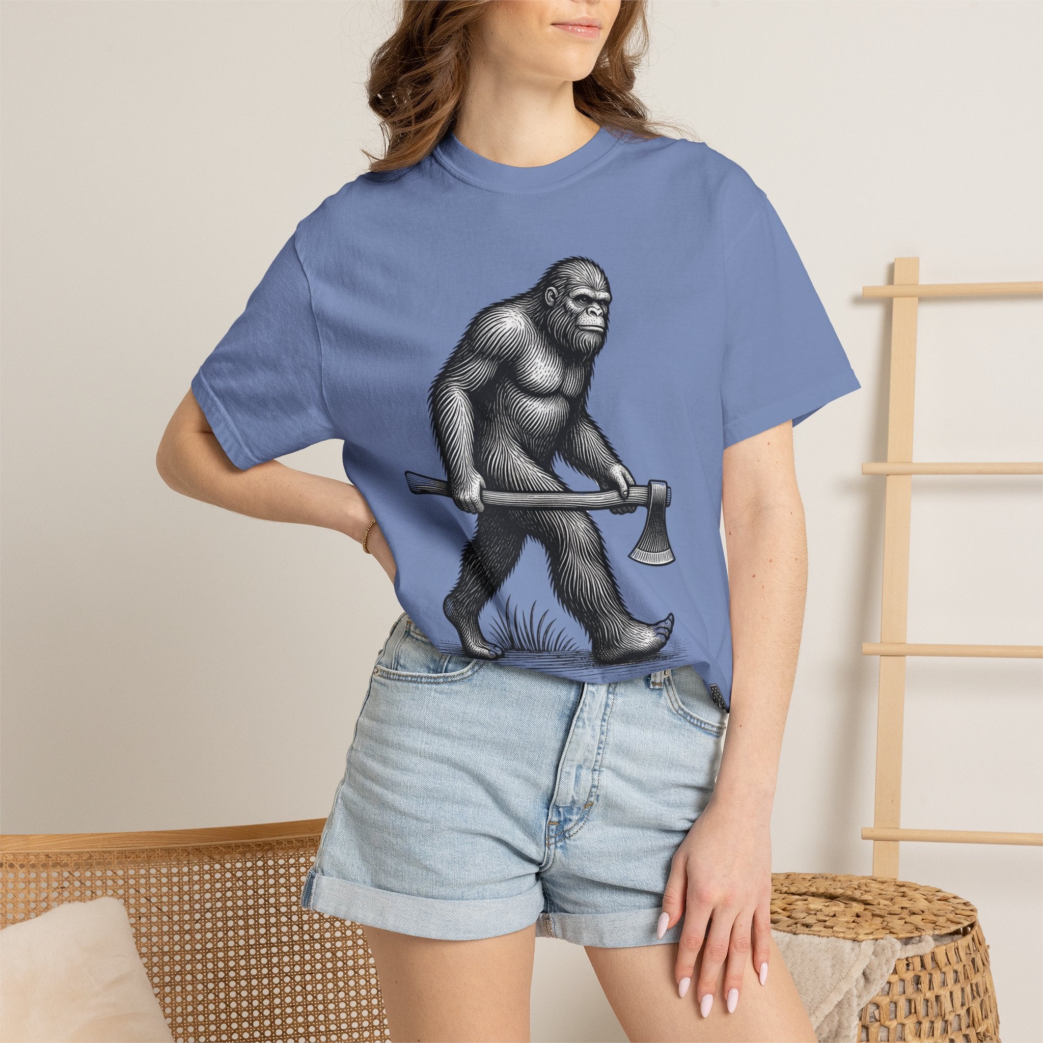 Sasquatch with Axe T-shirt | Vintage Bigfoot Illustration USA