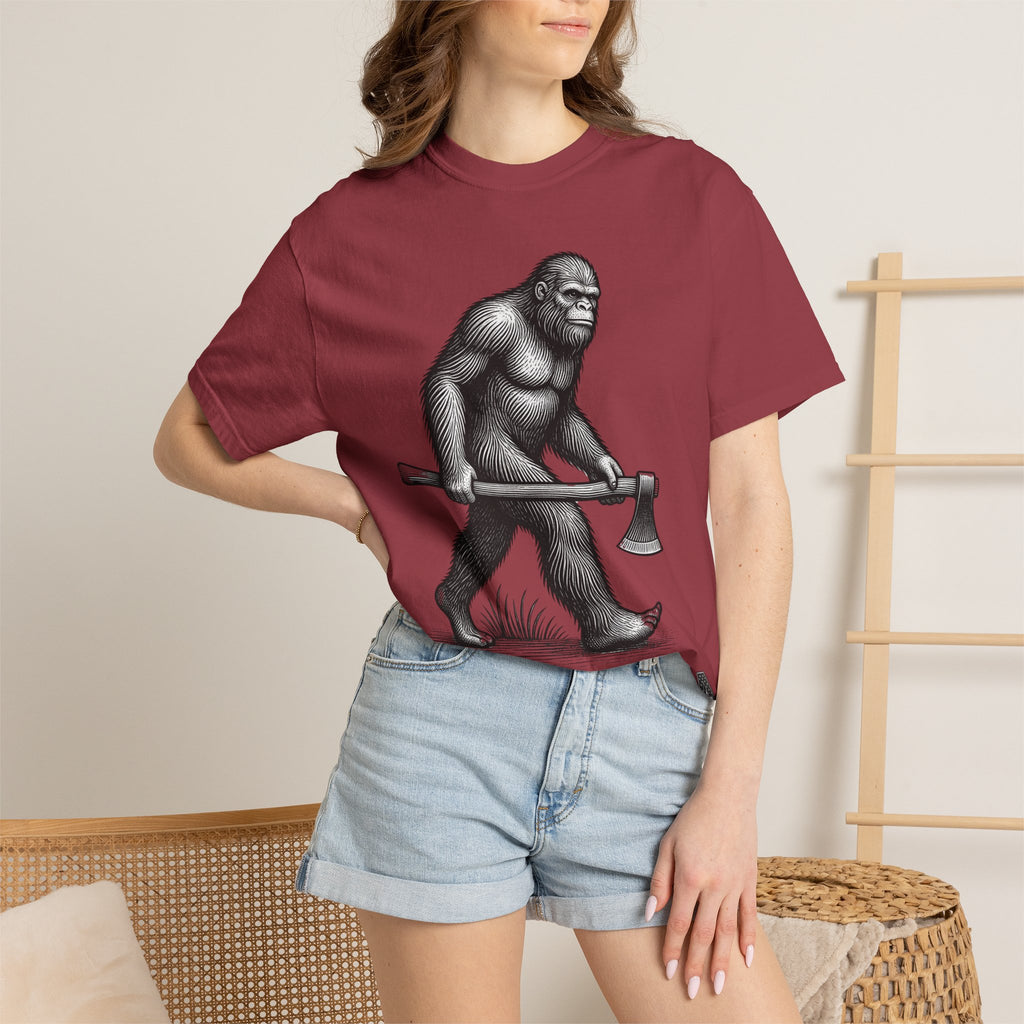 Sasquatch with Axe T-shirt | Vintage Bigfoot Illustration USA