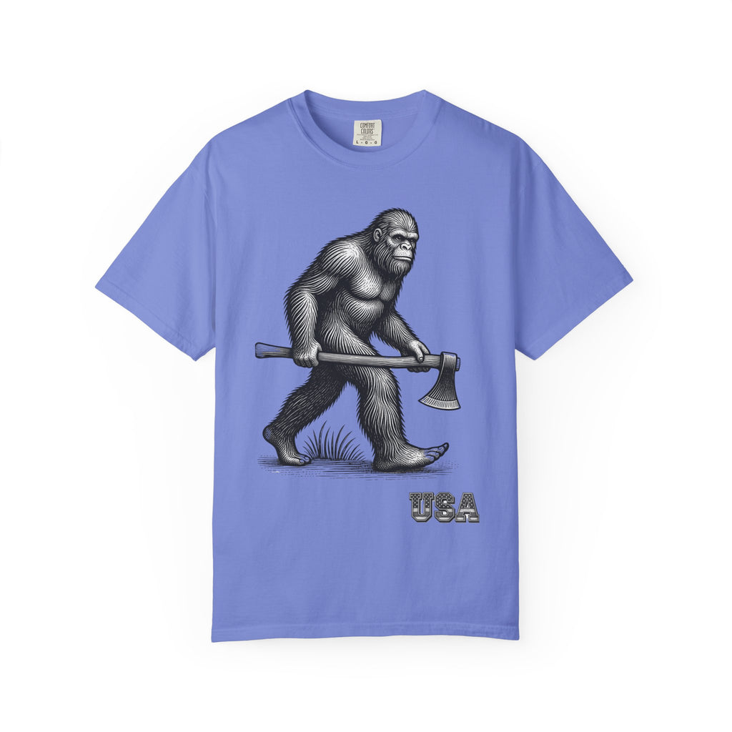 Sasquatch with Axe T-shirt | Vintage Bigfoot Illustration USA