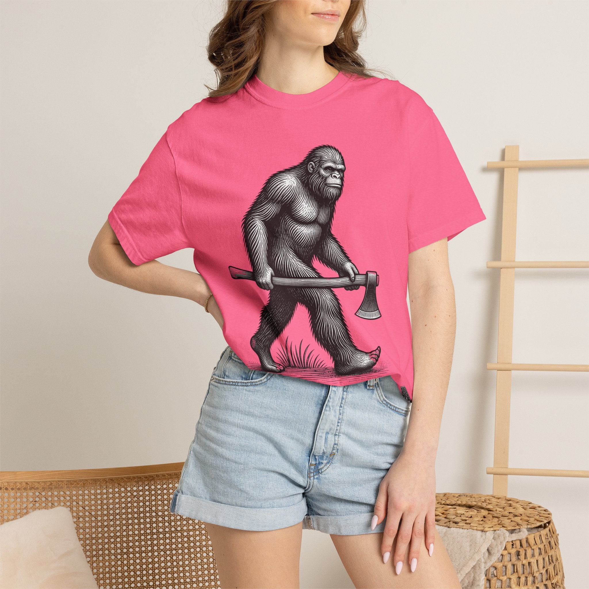 Sasquatch with Axe T-shirt | Vintage Bigfoot Illustration USA