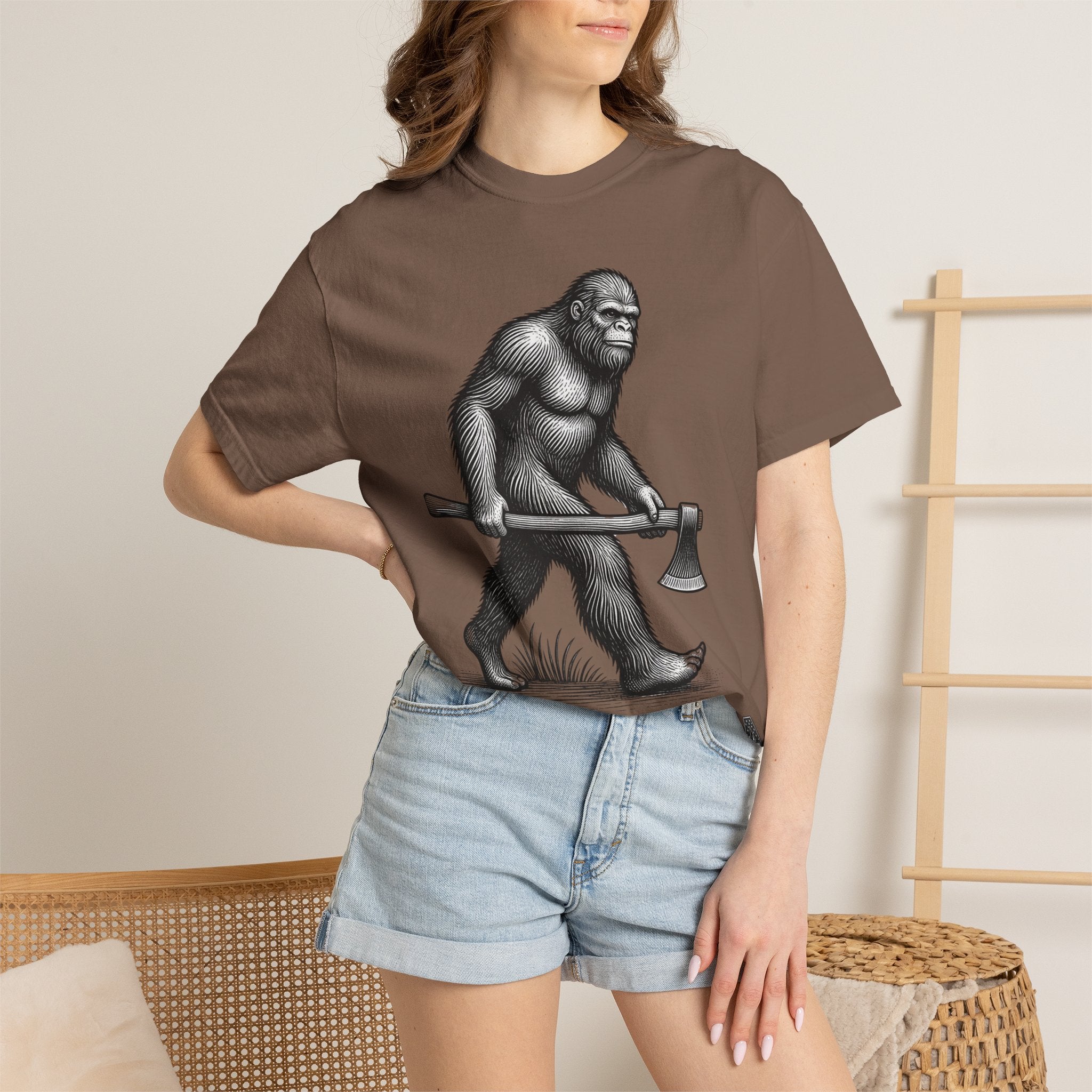Sasquatch with Axe T-shirt | Vintage Bigfoot Illustration USA
