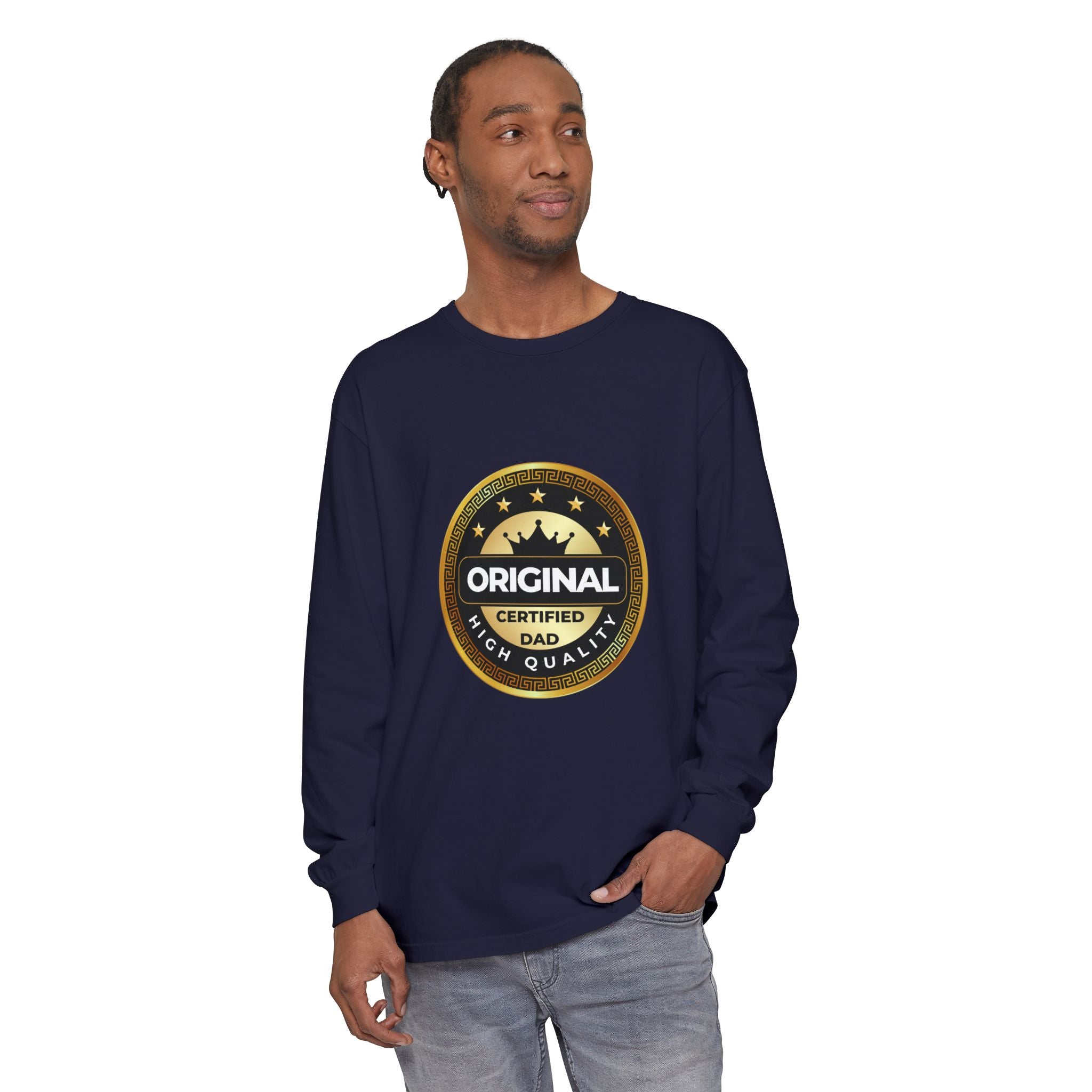 Original Certified Dad Badge T-Shirt | Long Sleeve, Vintage Seal Design