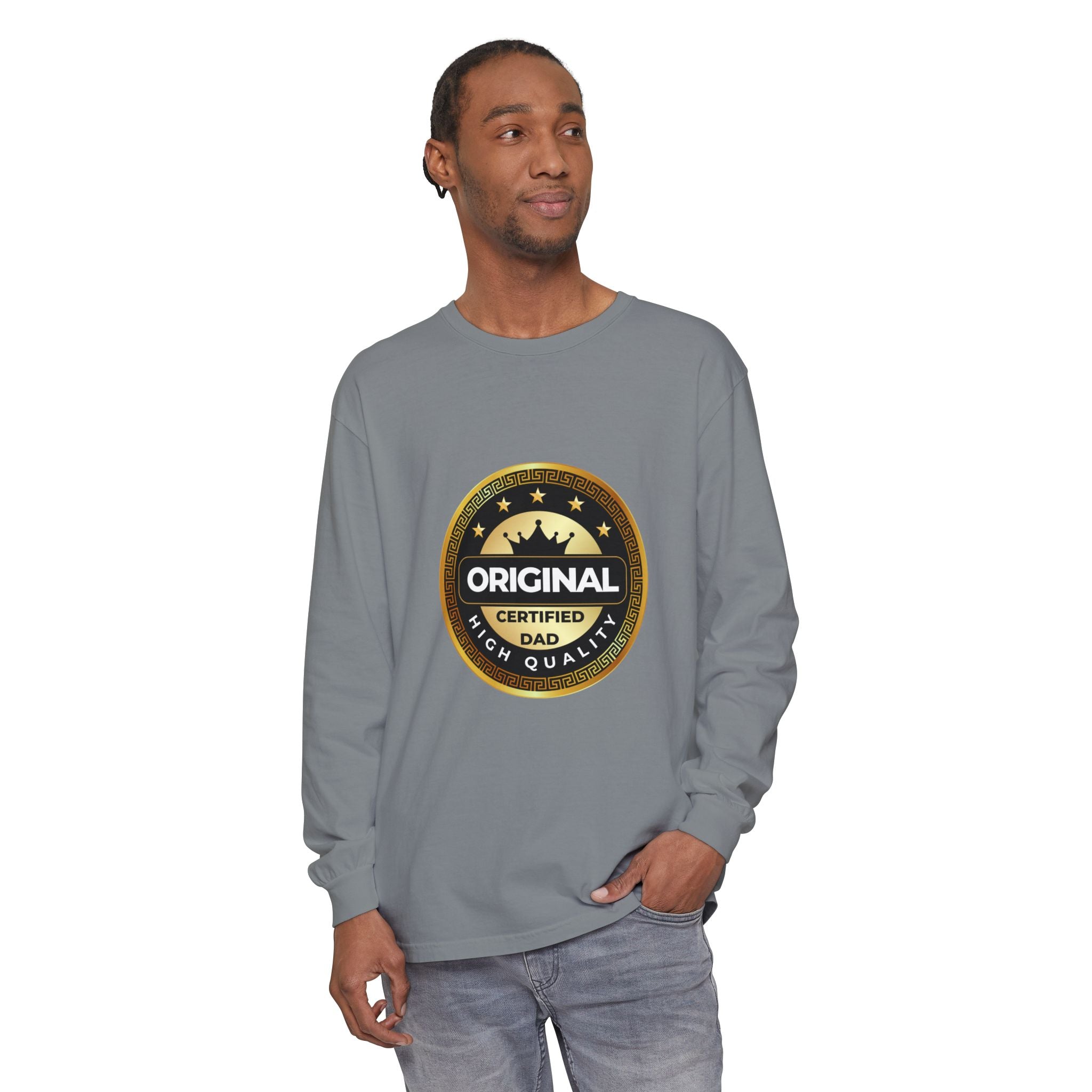 Original Certified Dad Badge T-Shirt | Long Sleeve, Vintage Seal Design