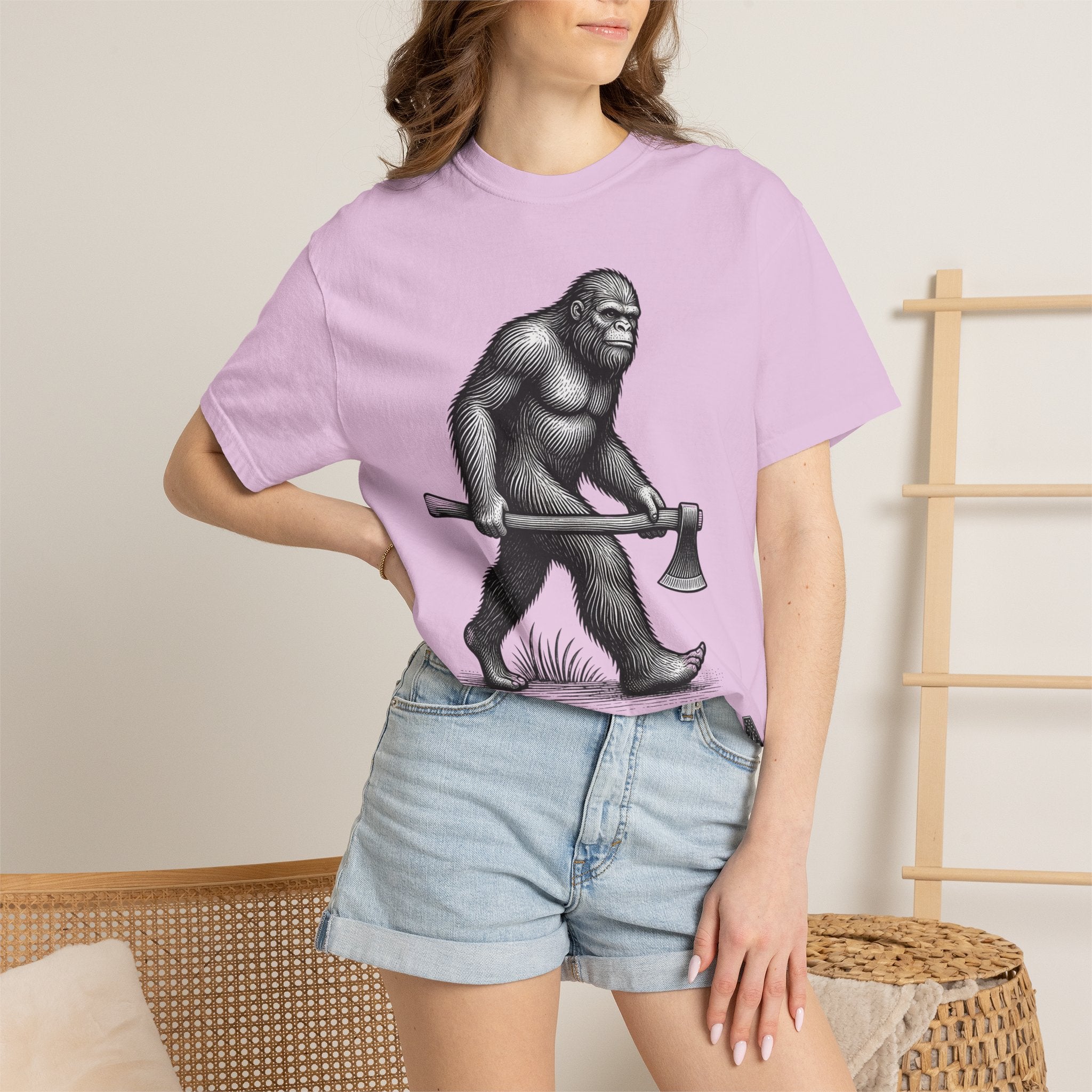 Sasquatch with Axe T-shirt | Vintage Bigfoot Illustration USA