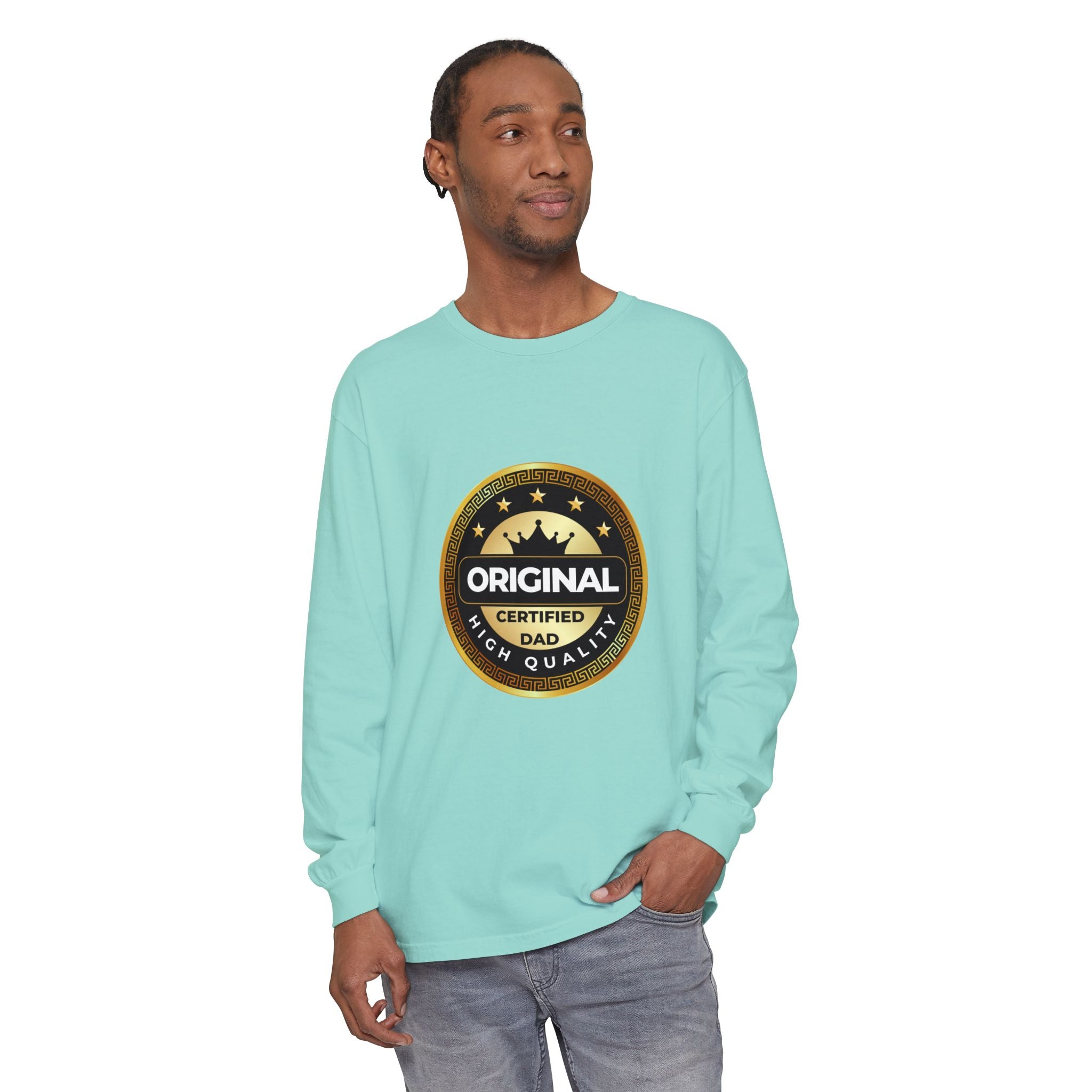 Original Certified Dad Badge T-Shirt | Long Sleeve, Vintage Seal Design