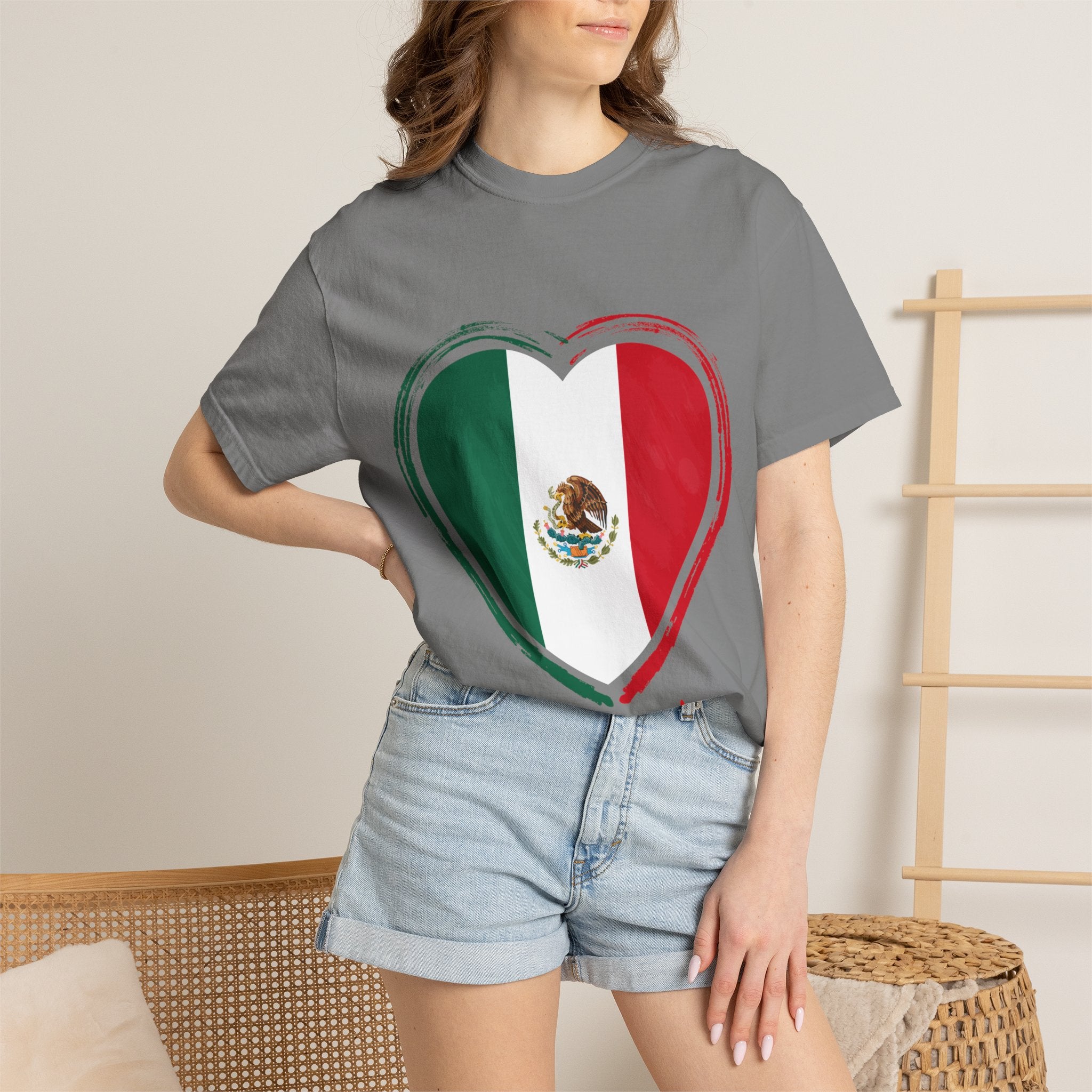 Mexican Flag Heart T-Shirt | Mexico Tricolor Heart Tee