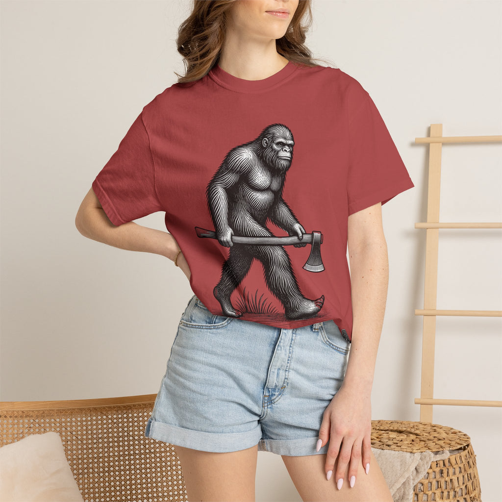 Sasquatch with Axe T-shirt | Vintage Bigfoot Illustration USA