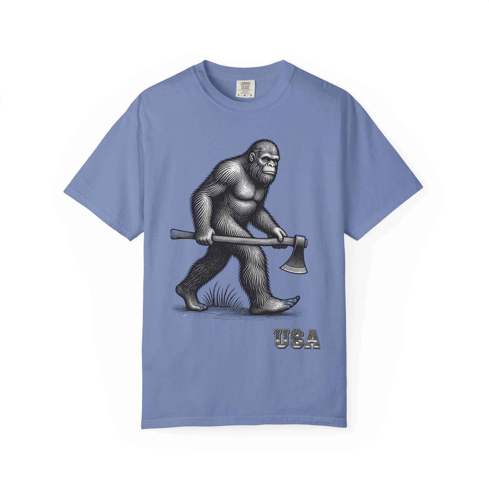 Sasquatch with Axe T-shirt | Vintage Bigfoot Illustration USA
