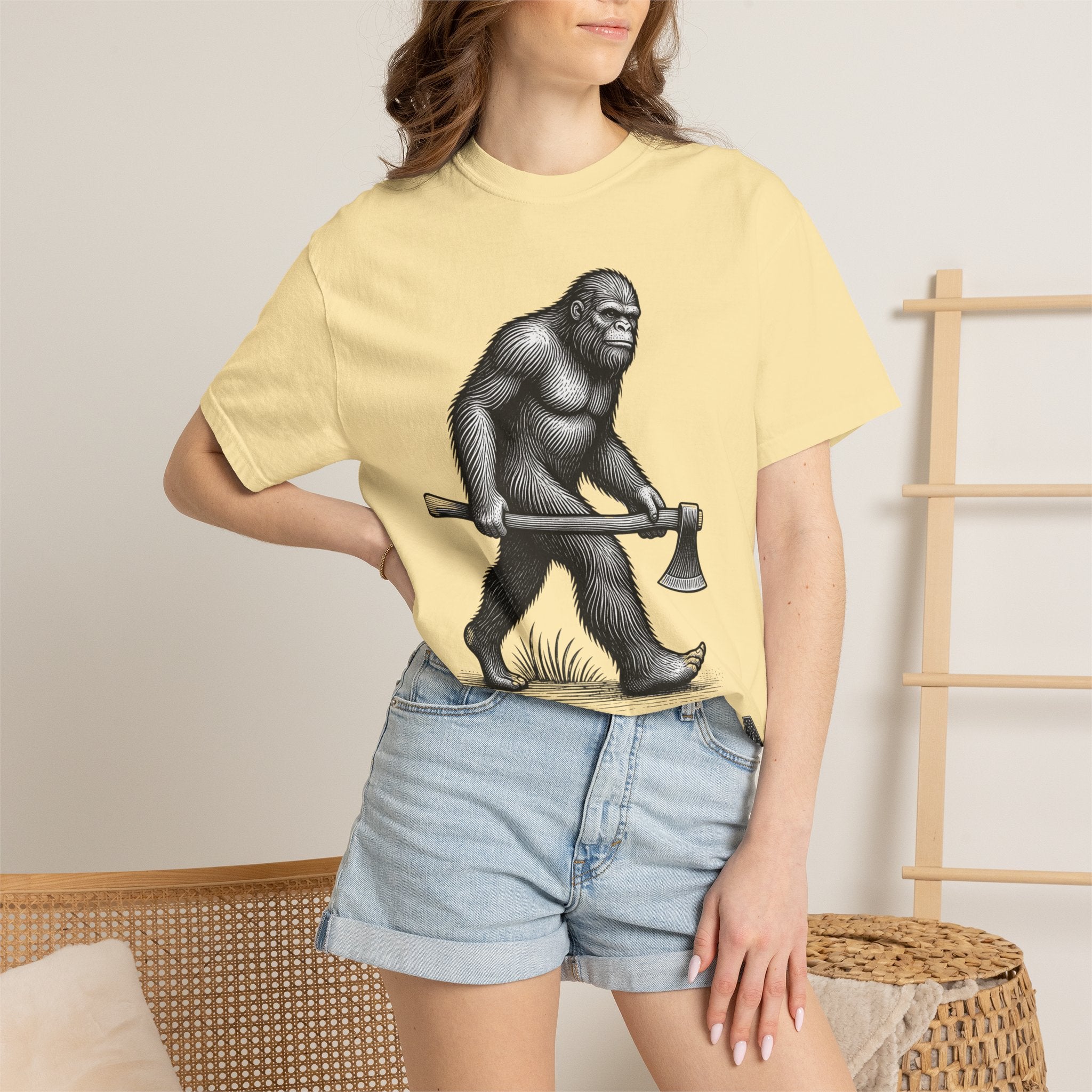 Sasquatch with Axe T-shirt | Vintage Bigfoot Illustration USA