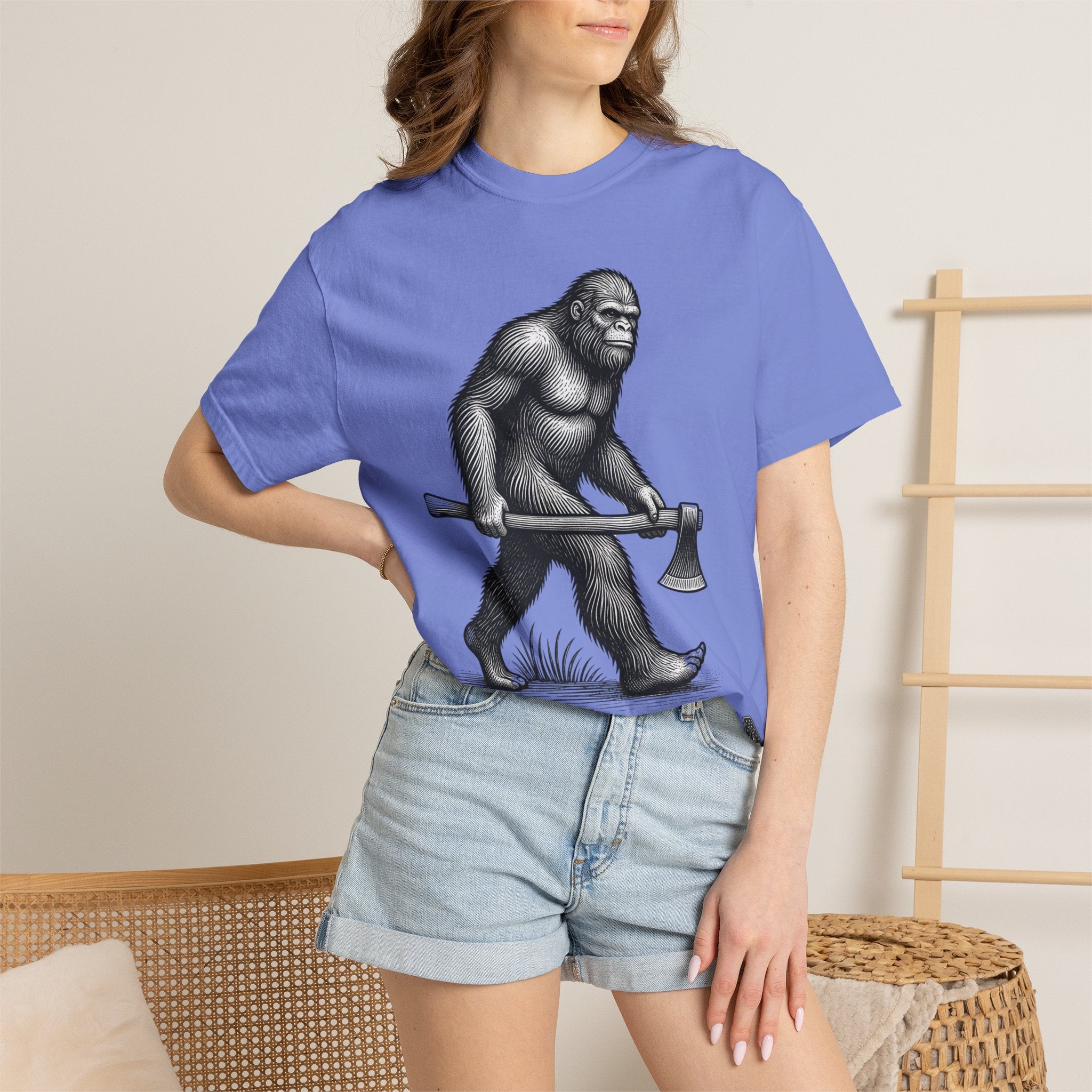 Sasquatch with Axe T-shirt | Vintage Bigfoot Illustration USA