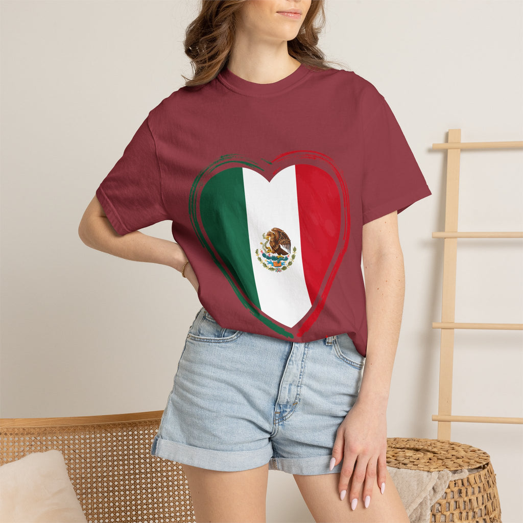 Mexican Flag Heart T-Shirt | Mexico Tricolor Heart Tee
