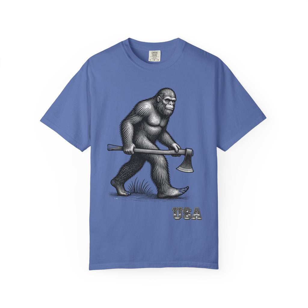 Sasquatch with Axe T-shirt | Vintage Bigfoot Illustration USA