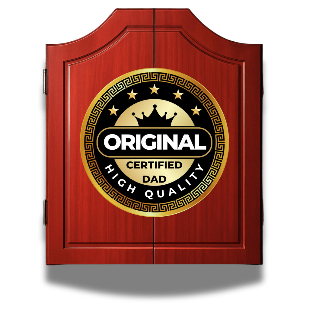 MOM OR DAD Dart Board Cabinet Decorative Dart Boards [6*Steel Darts] - Wooden Dartboard Cabinet with Integrated Scoreboard for Game Rooms (A) Mother's Day and Father's Day