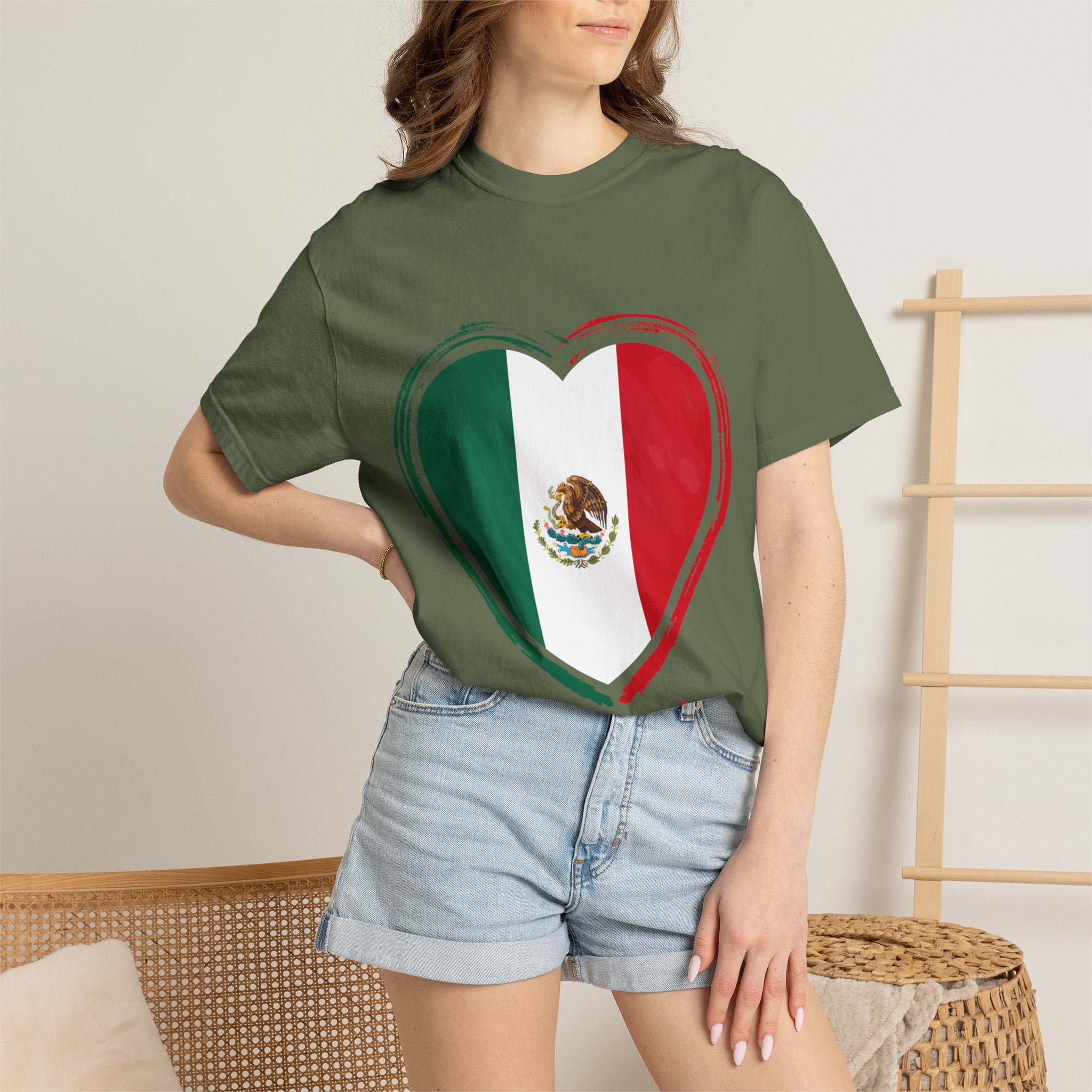 Mexican Flag Heart T-Shirt | Mexico Tricolor Heart Tee