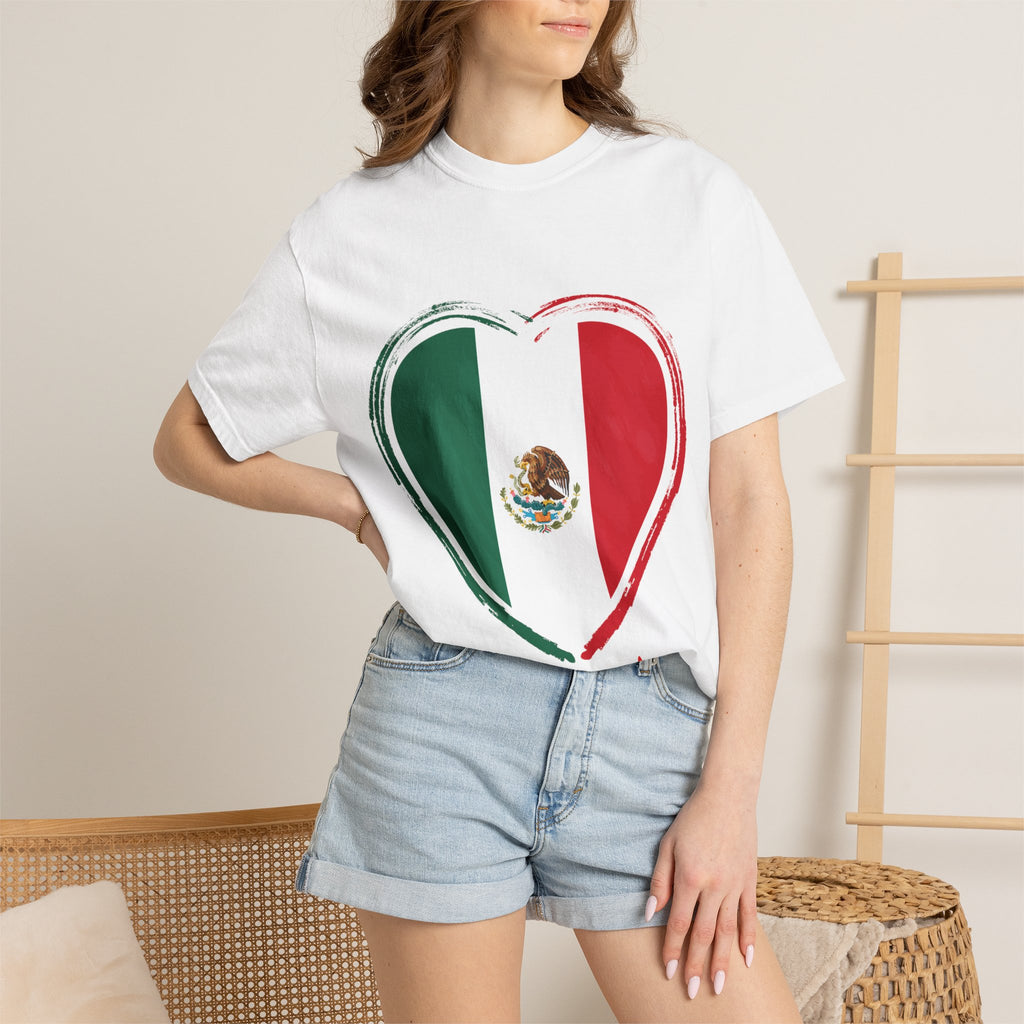 Mexican Flag Heart T-Shirt | Mexico Tricolor Heart Tee