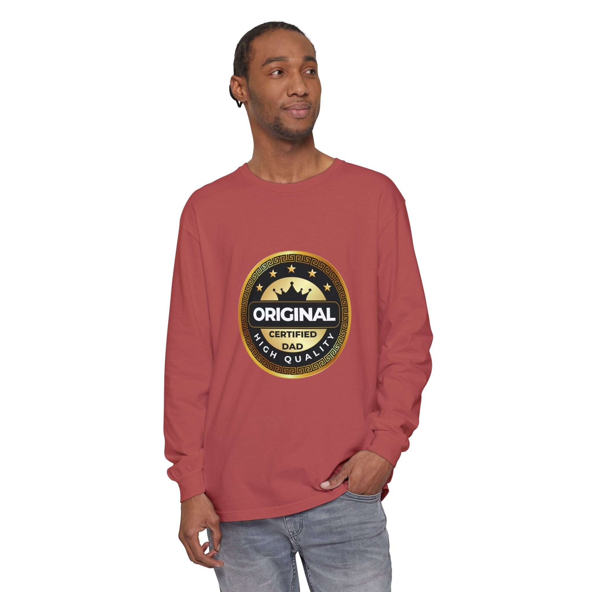 Original Certified Dad Badge T-Shirt | Long Sleeve, Vintage Seal Design