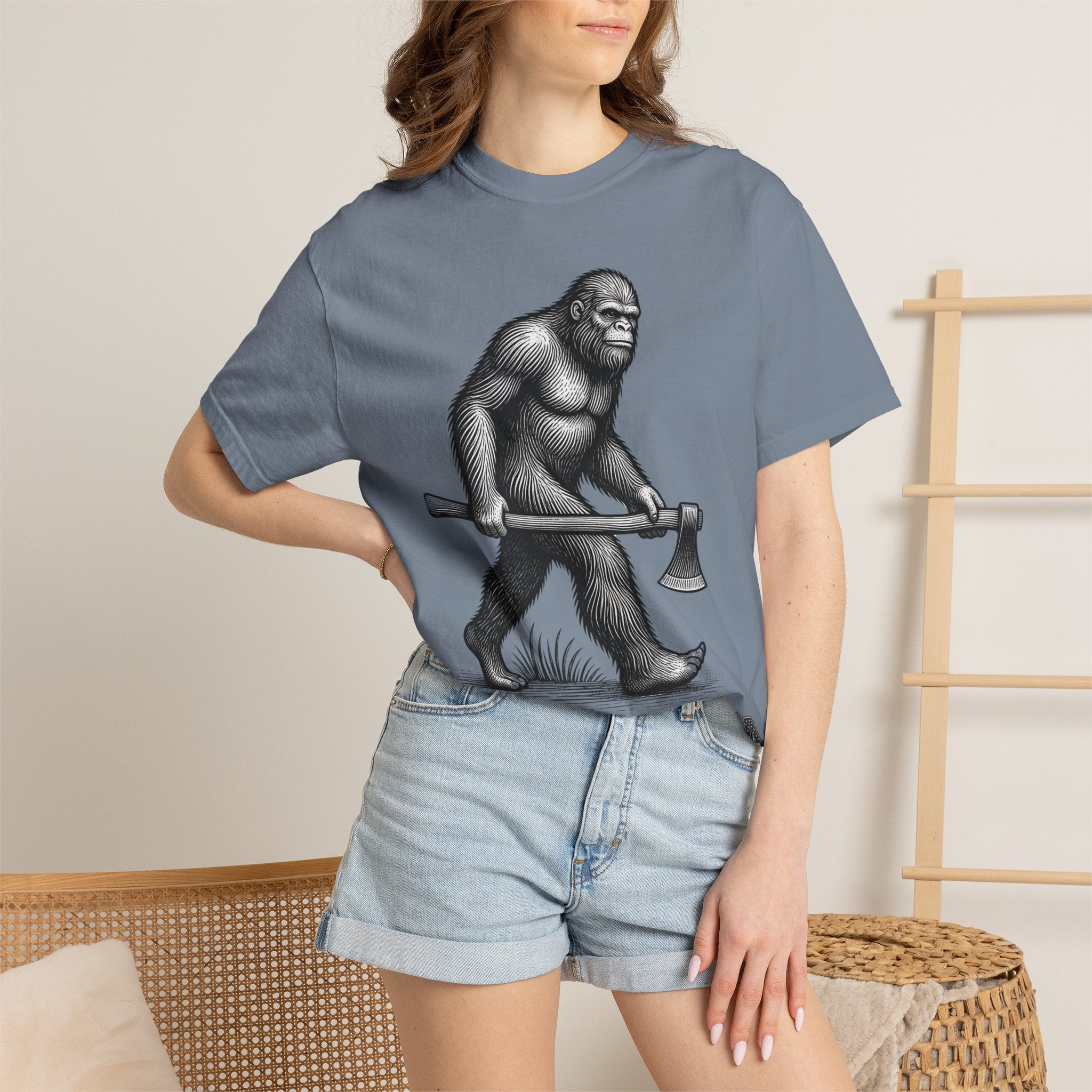 Sasquatch with Axe T-shirt | Vintage Bigfoot Illustration USA