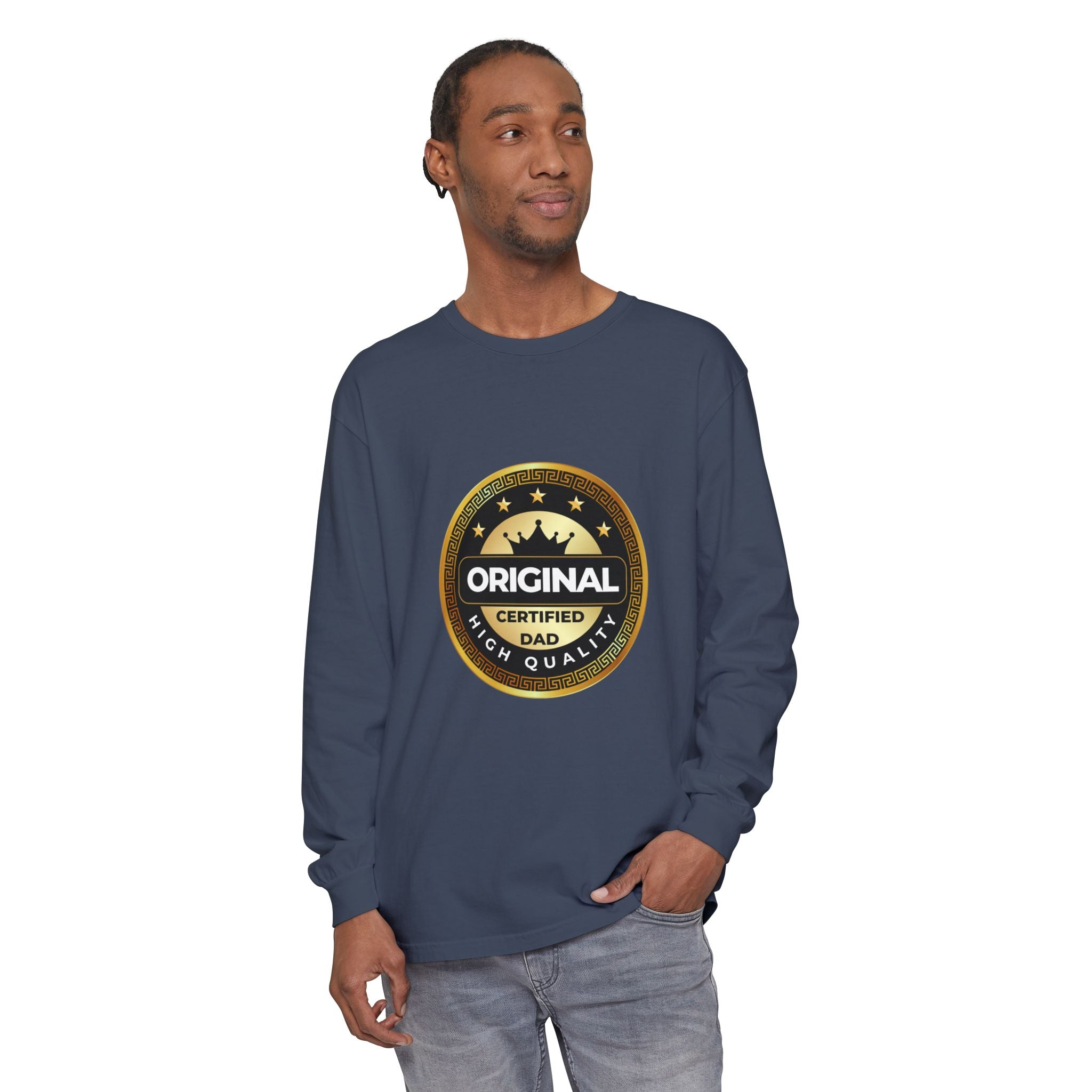 Original Certified Dad Badge T-Shirt | Long Sleeve, Vintage Seal Design